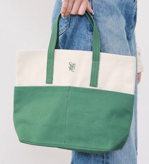 SOMETHING バイカラートートバッグ