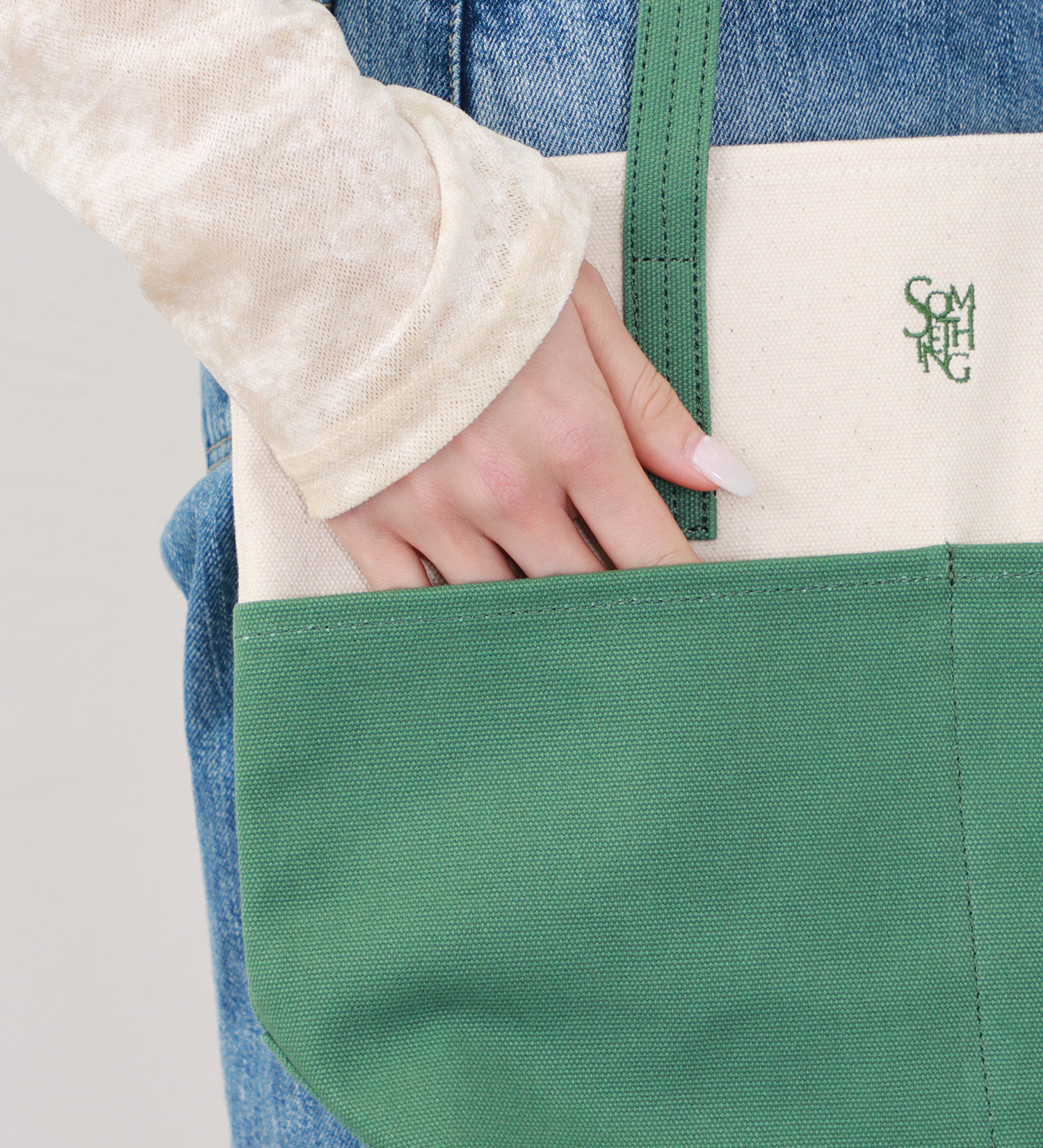 SOMETHING(サムシング)のSOMETHING バイカラートートバッグ|バッグ/トートバッグ/レディース|グレー