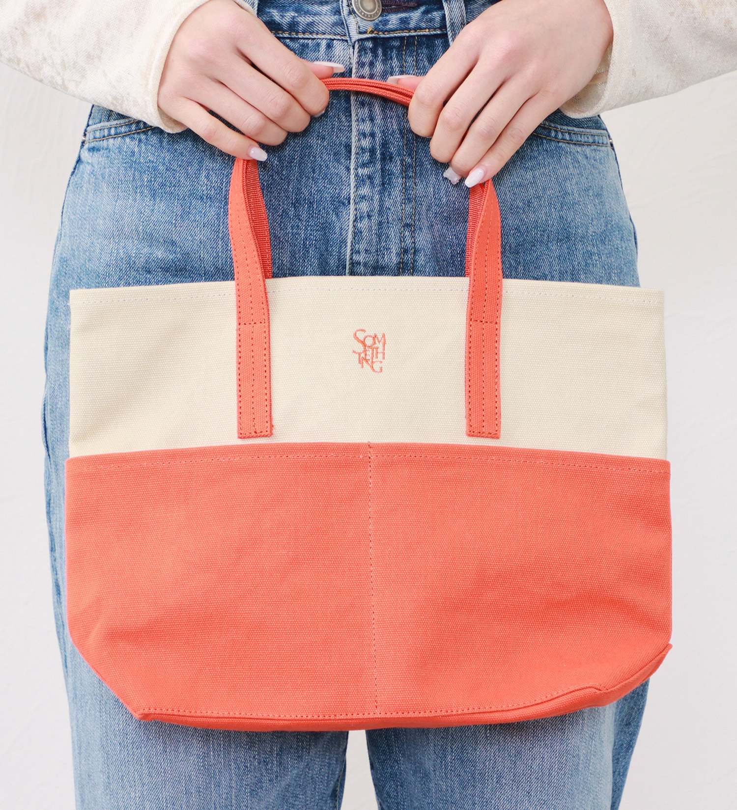 SOMETHING(サムシング)のSOMETHING バイカラートートバッグ|バッグ/トートバッグ/レディース|オレンジ