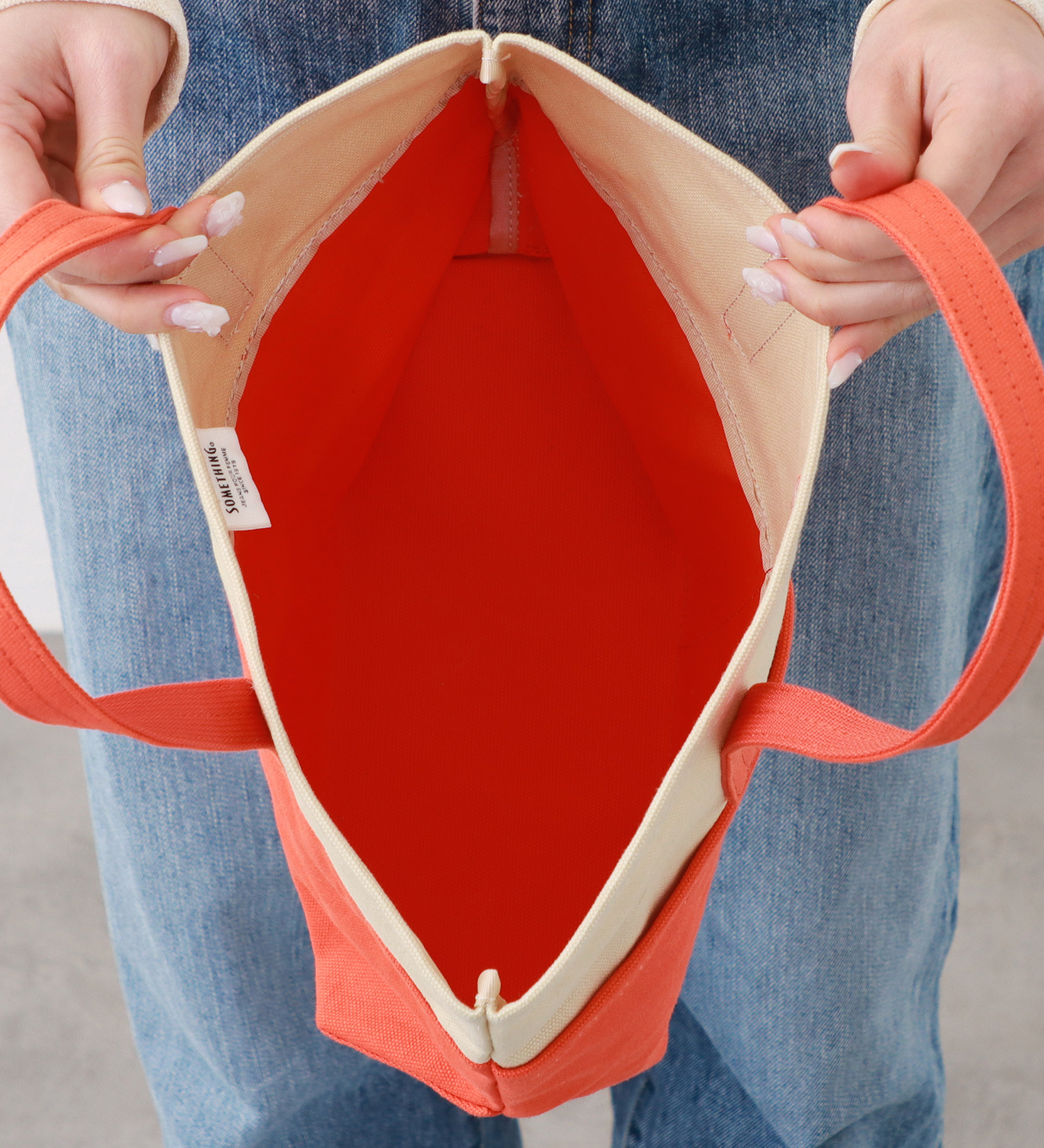 SOMETHING(サムシング)のSOMETHING バイカラートートバッグ|バッグ/トートバッグ/レディース|オレンジ