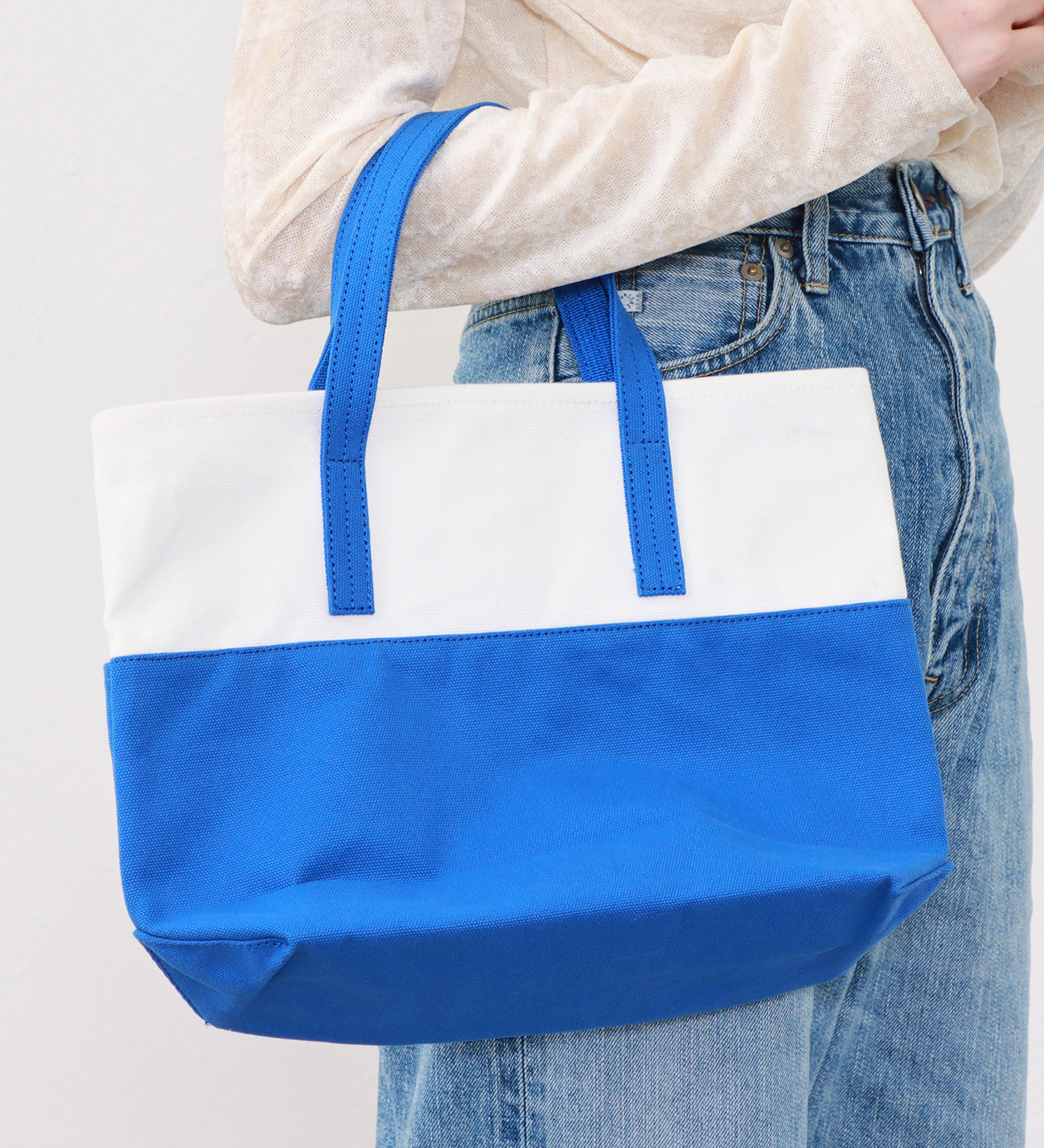 SOMETHING(サムシング)のSOMETHING バイカラートートバッグ|バッグ/トートバッグ/レディース|ブルー