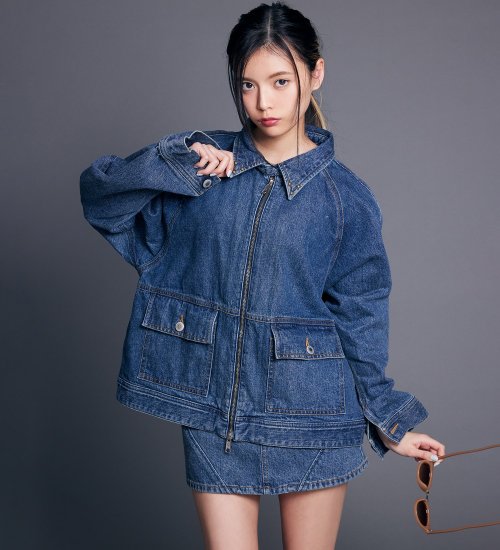 SOMETHING(サムシング)の【試着対象】SOMETHING×mk DENIM BLOUSON|ジャケット/アウター/デニムジャケット/レディース|濃色ブルー