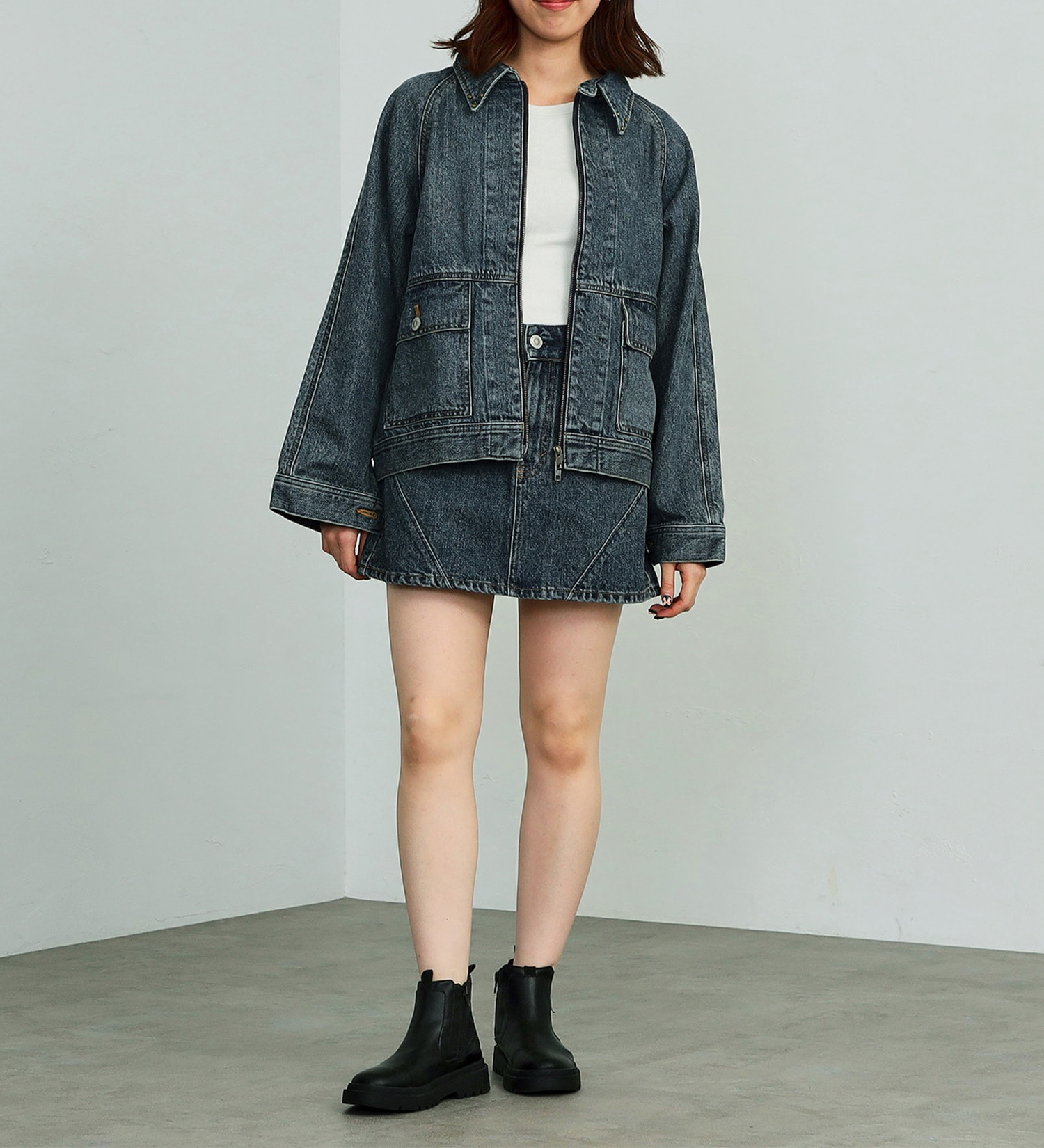 SOMETHING(サムシング)の【試着対象】SOMETHING×mk DENIM BLOUSON|ジャケット/アウター/デニムジャケット/レディース|濃色ブルー