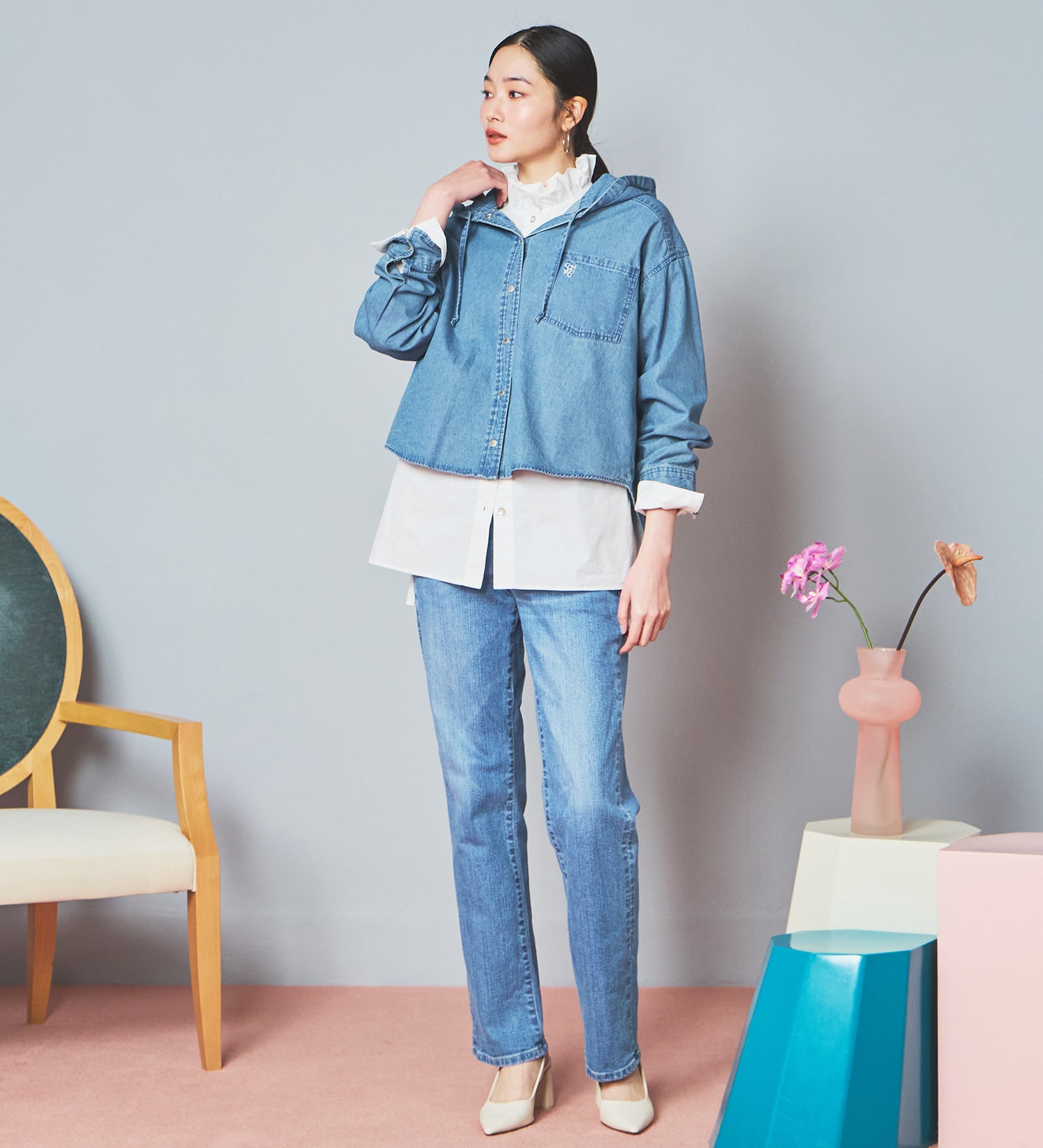 SOMETHING(サムシング)の【試着対象】SOMETHING ELSA STANDARD ストレートデニムパンツ|パンツ/デニム/ジーンズパンツ/レディース|淡色ブルー