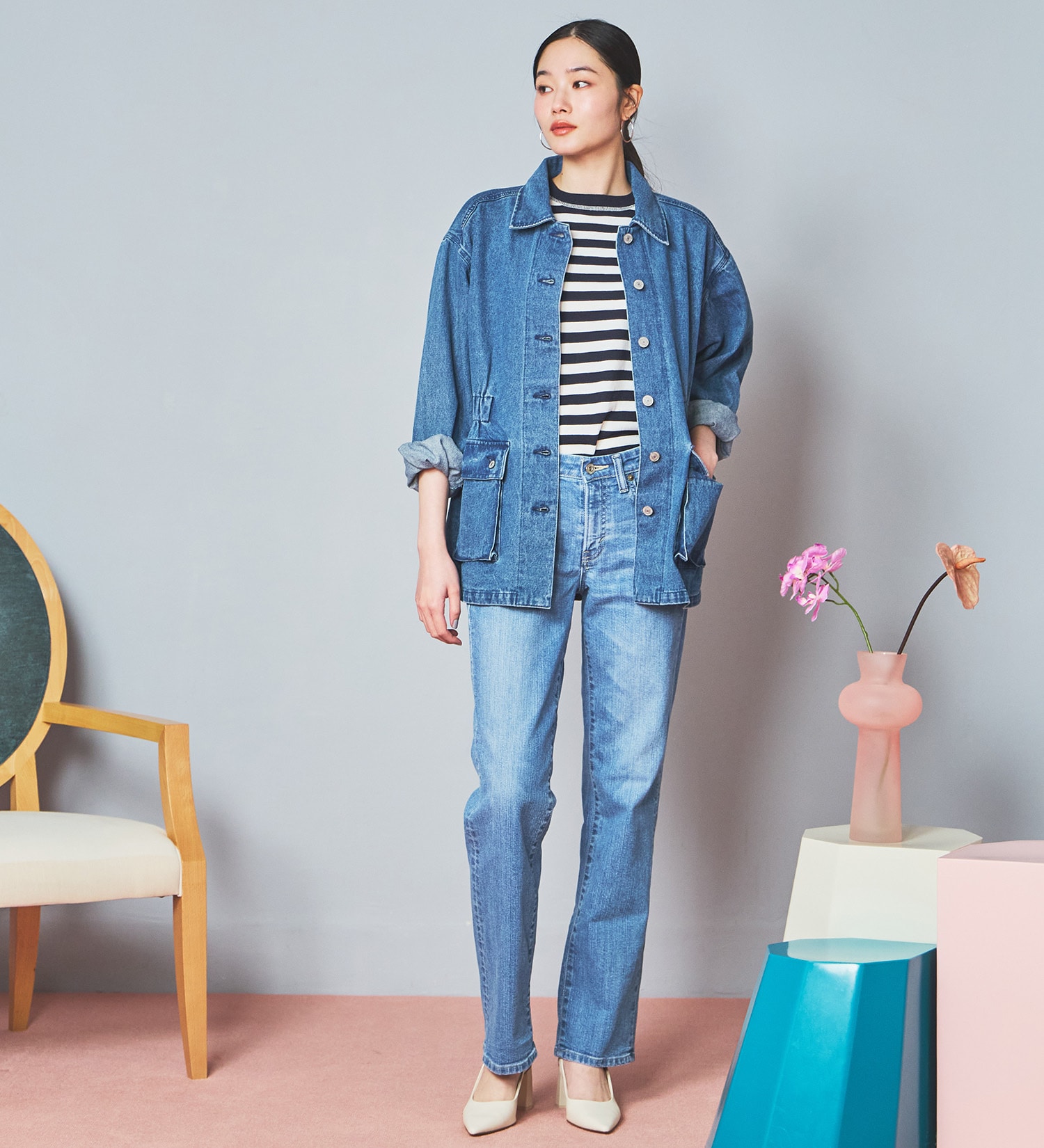 SOMETHING(サムシング)の【試着対象】SOMETHING ELSA STANDARD ストレートデニムパンツ|パンツ/デニム/ジーンズパンツ/レディース|淡色ブルー