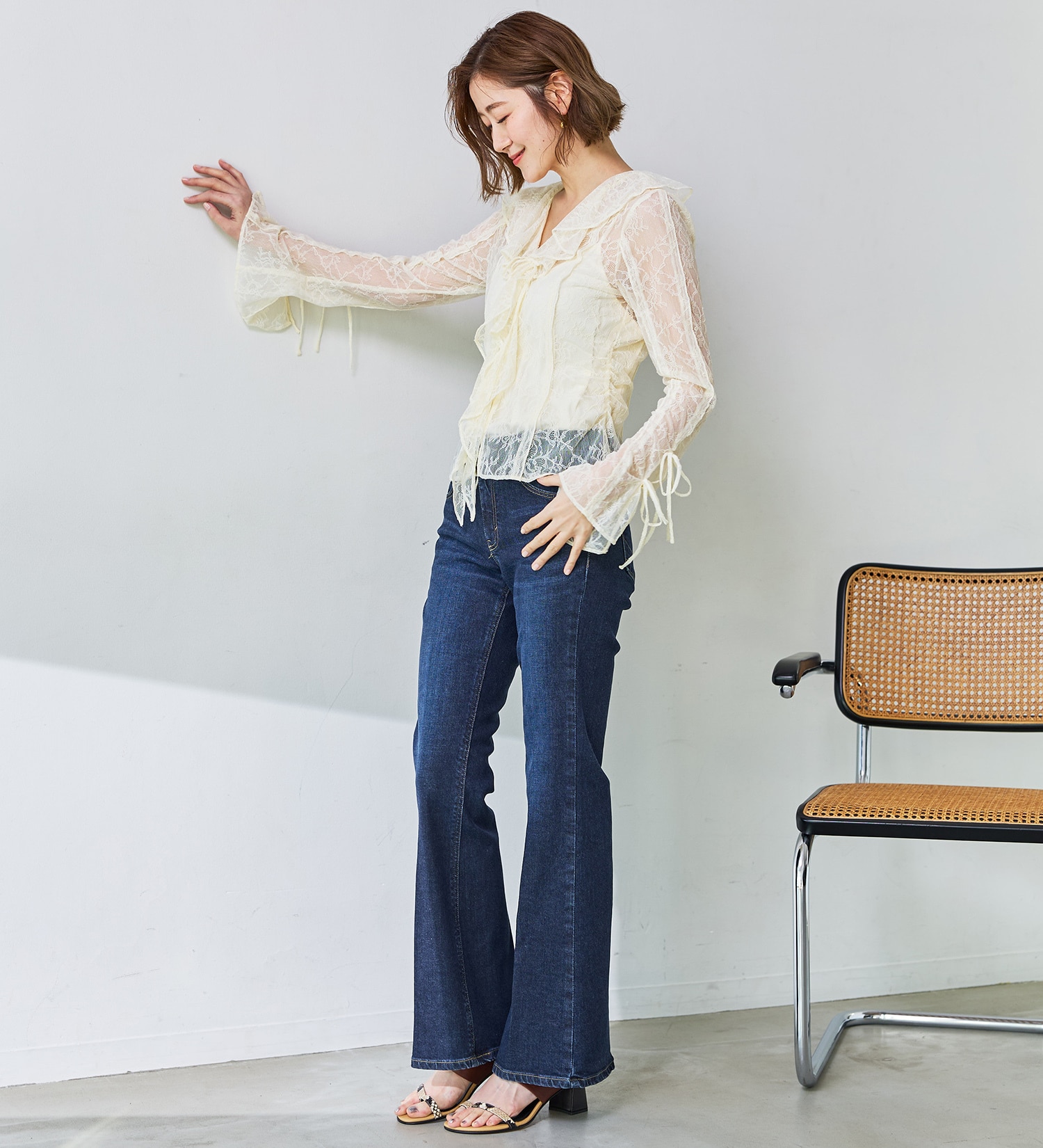 SOMETHING(サムシング)のSOMETHING LISA フレアデニムパンツ|パンツ/デニム/ジーンズパンツ/レディース|濃色ブルー