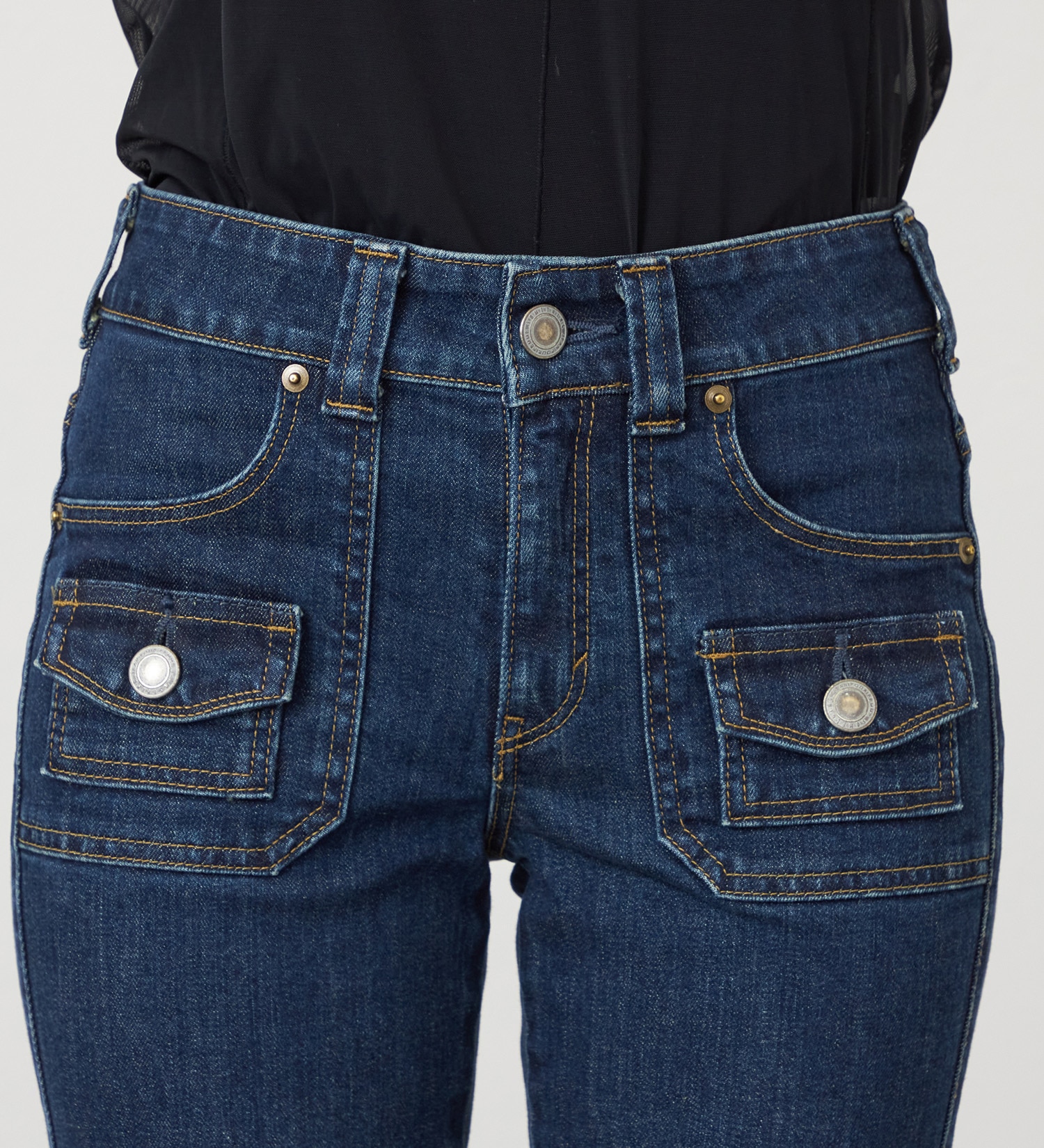 SOMETHING(サムシング)のSOMETHING　LISA BUSH FLARE/ブッシュフレアデニムパンツ|パンツ/デニム/ジーンズパンツ/レディース|中色ブルー