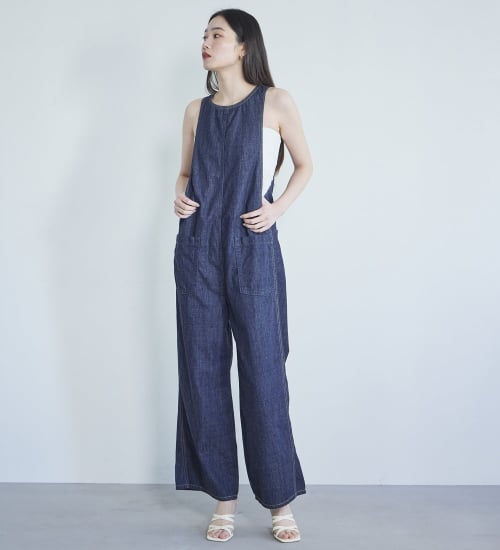 SOMETHING アメスリオールインワン【夏用デニム】