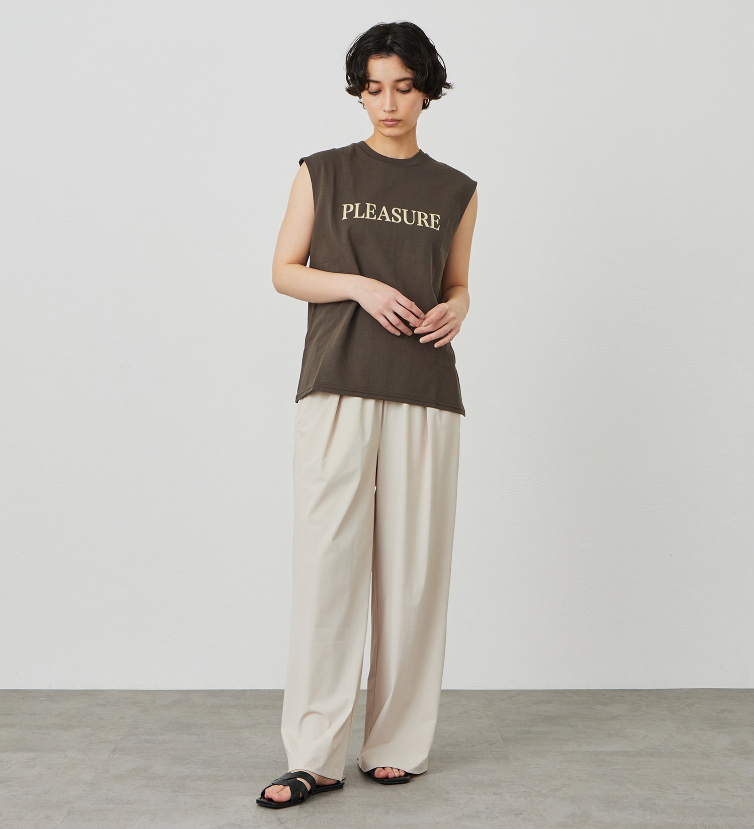 SOMETHING(サムシング)の【試着対象】SOMETHING SLワイドパンツ【涼】|パンツ/パンツ/レディース|サンドベージュ