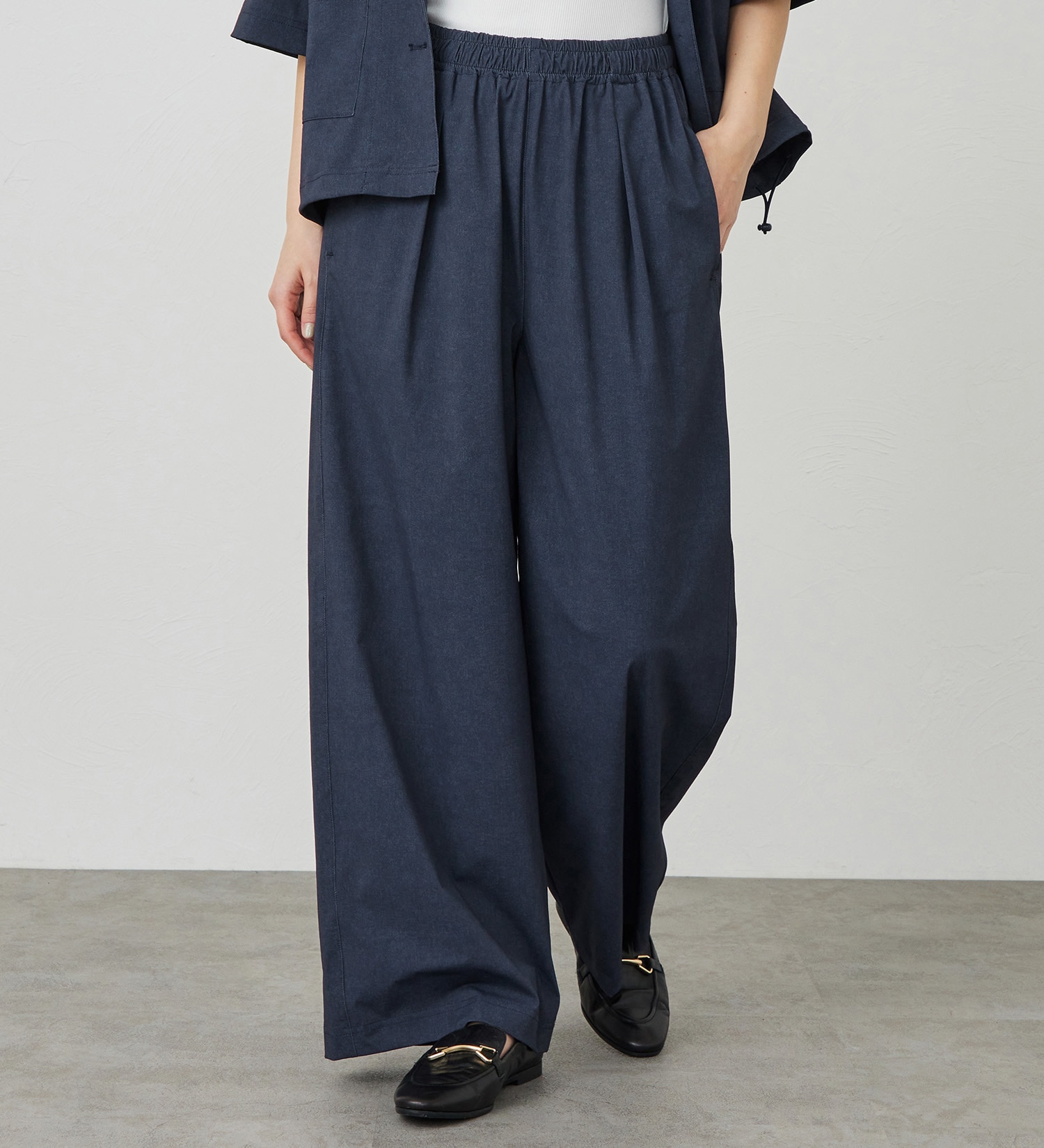 SOMETHING(サムシング)の【試着対象】SOMETHING SLワイドパンツ【涼】|パンツ/パンツ/レディース|濃色ブルー