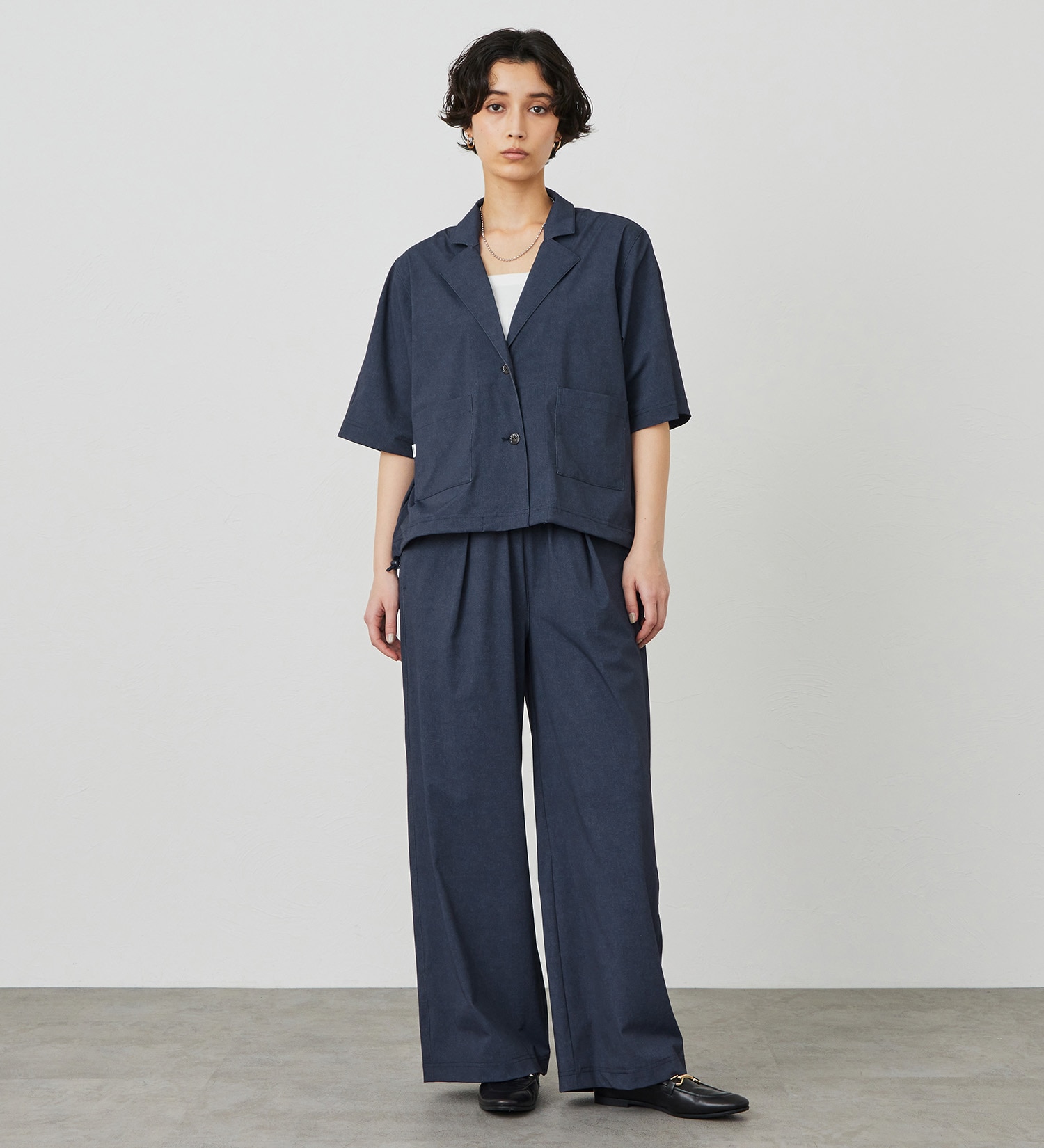 SOMETHING(サムシング)の【試着対象】SOMETHING SLワイドパンツ【涼】|パンツ/パンツ/レディース|濃色ブルー