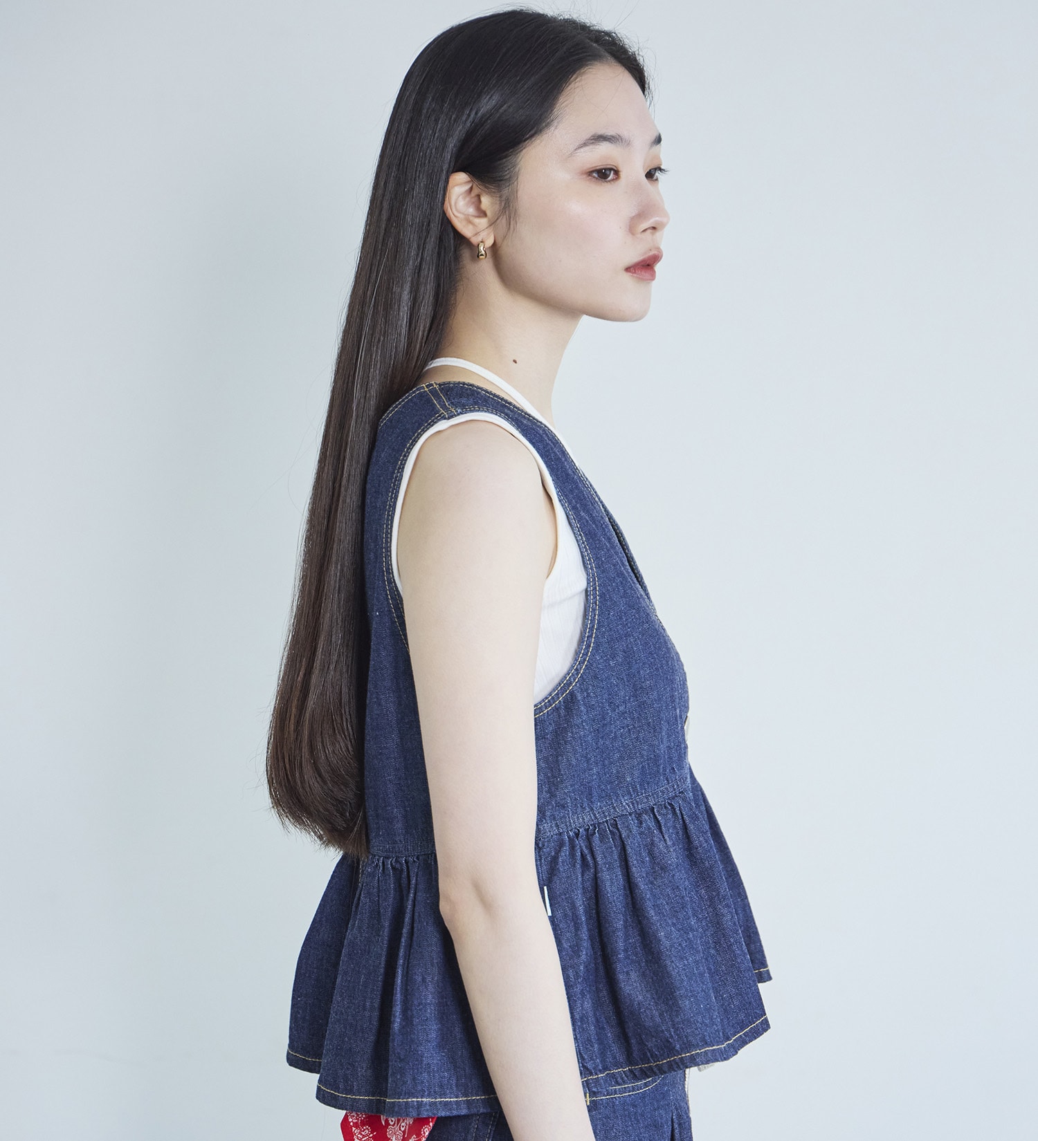 SOMETHING(サムシング)の【ポイントアップ対象】SOMETHING ペプラム2WAYビスチェ|トップス/その他トップス/レディース|インディゴブルー