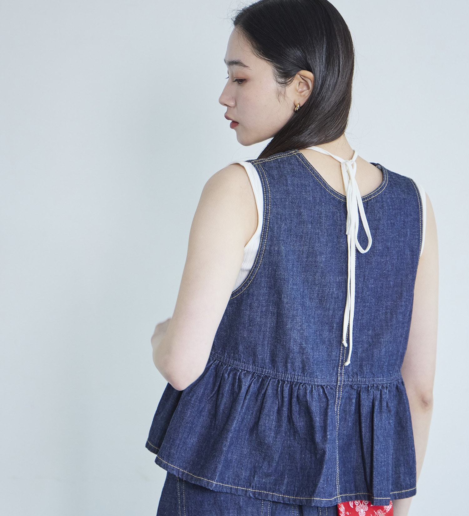 SOMETHING(サムシング)の【ポイントアップ対象】SOMETHING ペプラム2WAYビスチェ|トップス/その他トップス/レディース|インディゴブルー