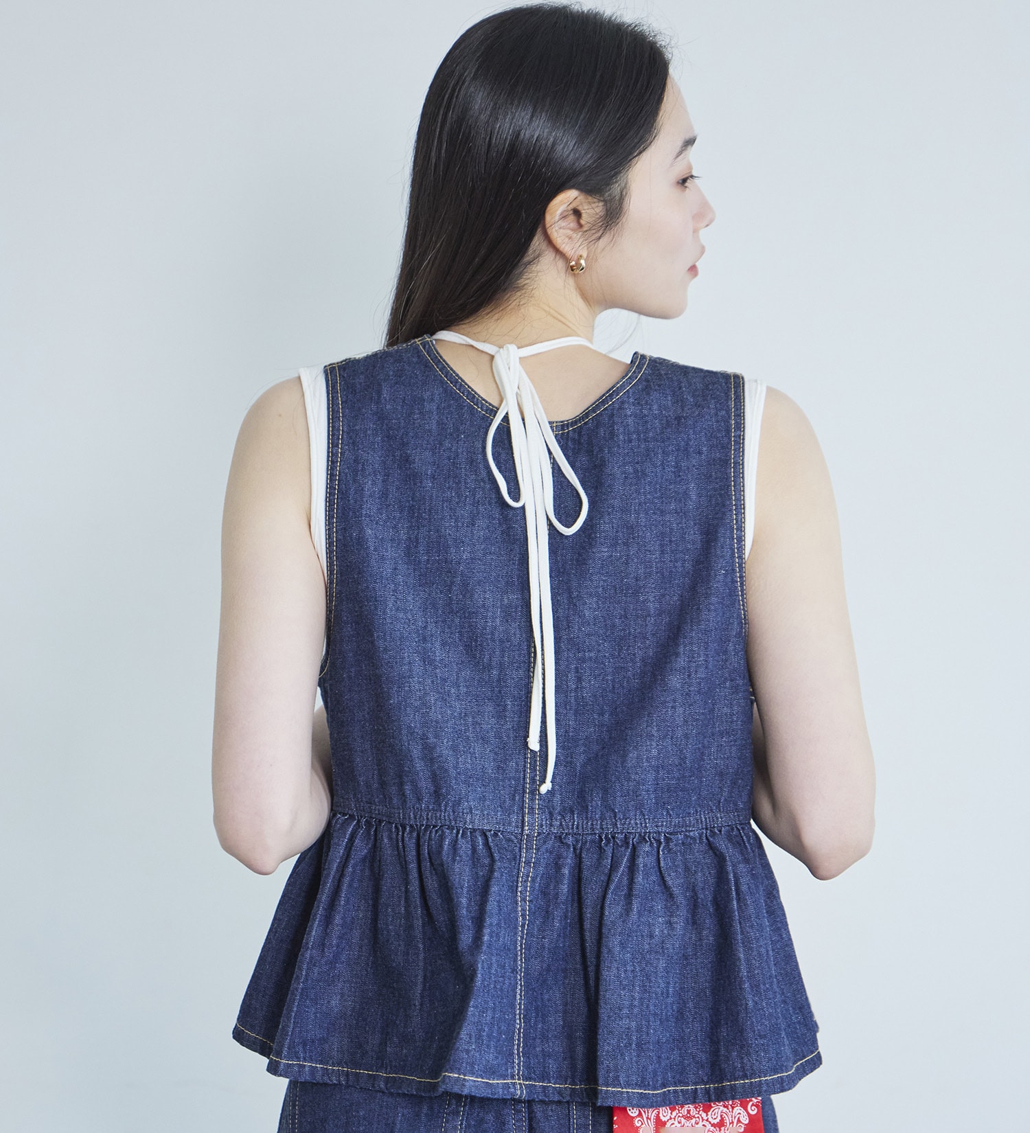 SOMETHING(サムシング)の【ポイントアップ対象】SOMETHING ペプラム2WAYビスチェ|トップス/その他トップス/レディース|インディゴブルー