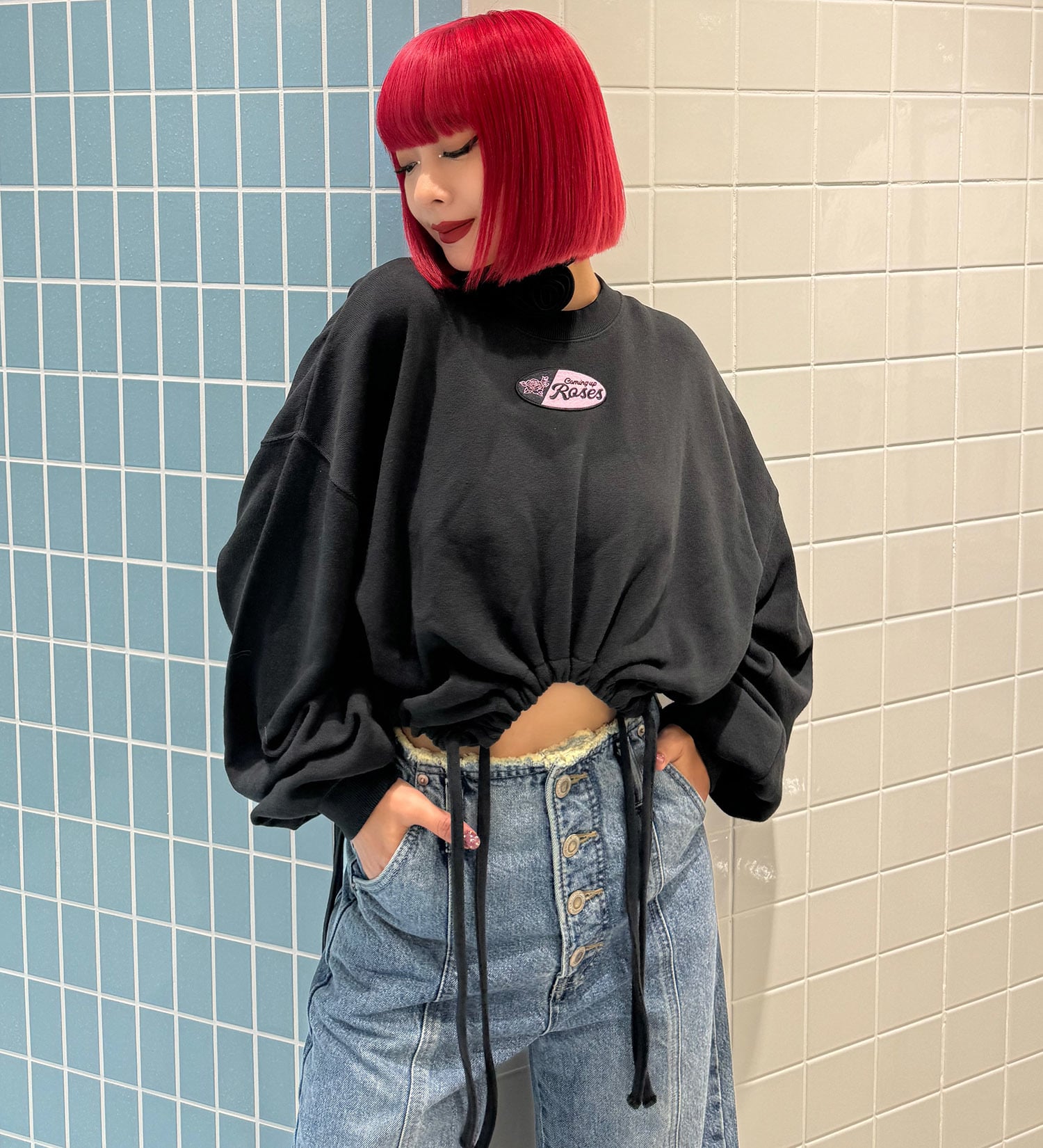 SOMETHING(サムシング)の【試着対象】【SOMETHING×PosTokyo】BELTLESS WIDE DENIM|パンツ/デニム/ジーンズパンツ/レディース|中色ブルー