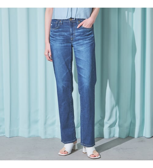 SOMETHING(サムシング)の【予約P】SOMETHING SUMMER ストレートデニムパンツ【夏用/COOL/涼/抗菌/防臭/制菌】|パンツ/デニム/ジーンズパンツ/レディース|中色ブルー