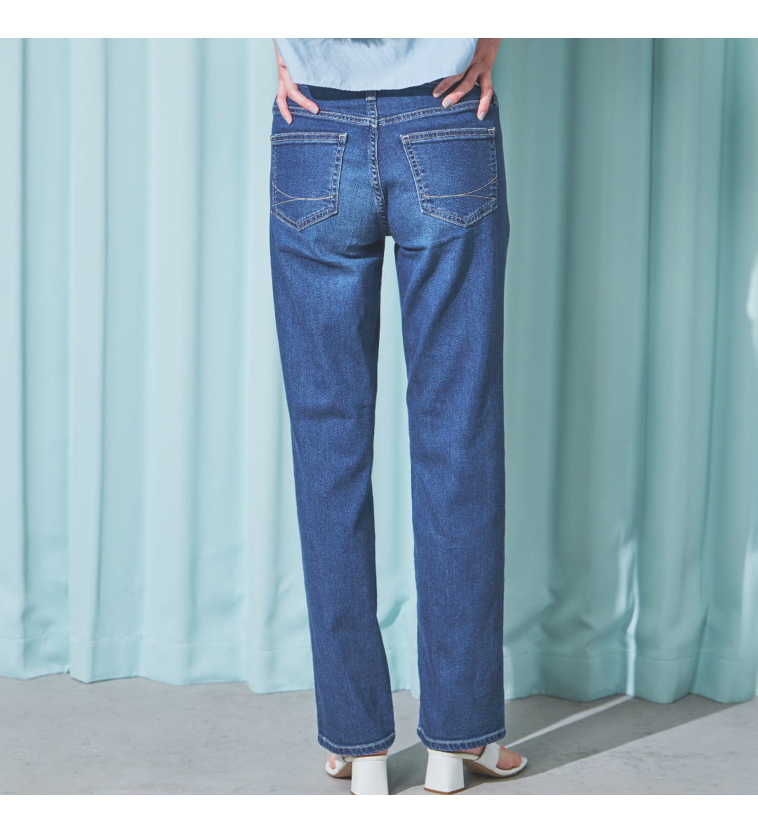 SOMETHING(サムシング)の【予約P】SOMETHING SUMMER ストレートデニムパンツ【夏用/COOL/涼/抗菌/防臭/制菌】|パンツ/デニム/ジーンズパンツ/レディース|中色ブルー