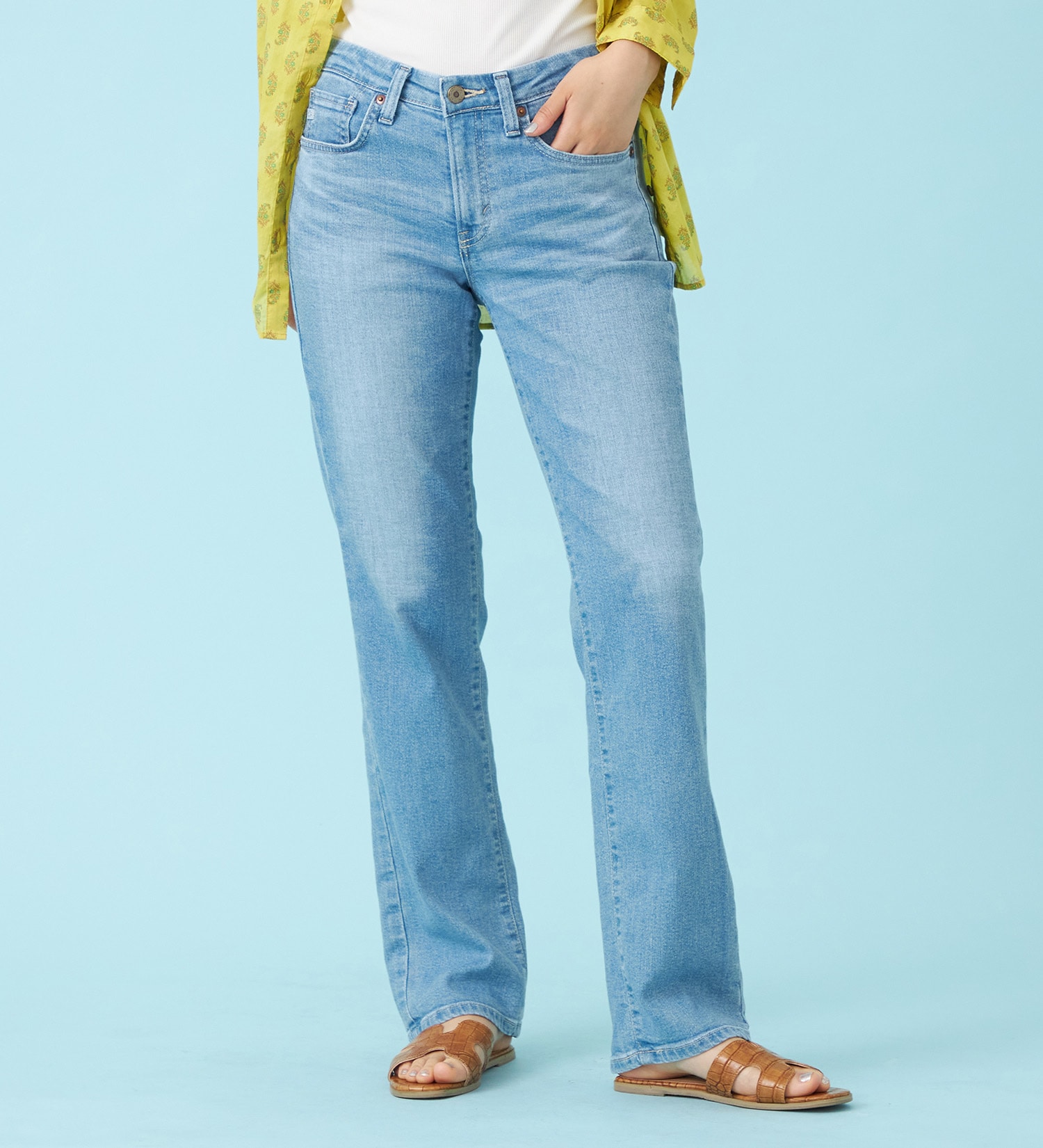 SOMETHING(サムシング)の【予約P】SOMETHING SUMMER ストレートデニムパンツ【夏用/COOL/涼/抗菌/防臭/制菌】|パンツ/デニム/ジーンズパンツ/レディース|淡色ブルー