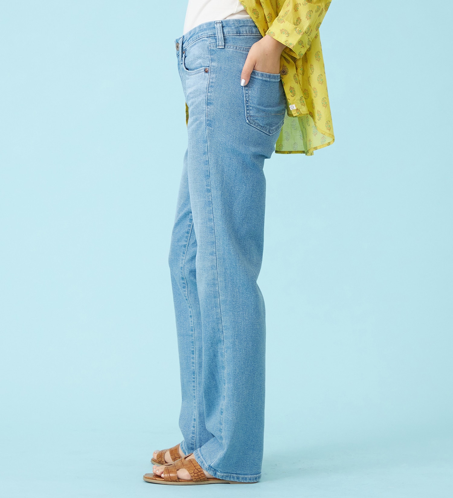 SOMETHING(サムシング)の【予約P】SOMETHING SUMMER ストレートデニムパンツ【夏用/COOL/涼/抗菌/防臭/制菌】|パンツ/デニム/ジーンズパンツ/レディース|淡色ブルー