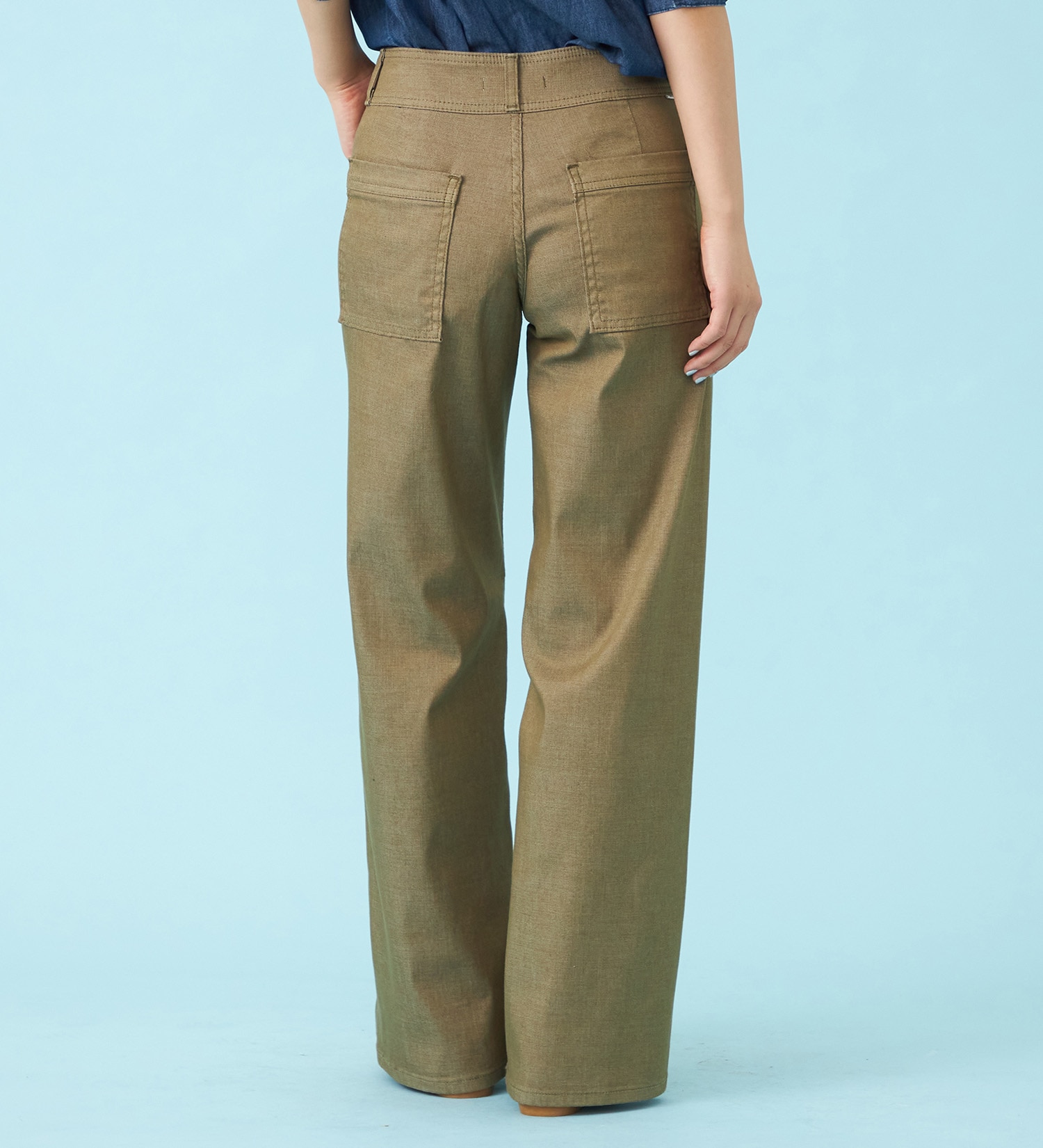 SOMETHING(サムシング)の【予約P】SOMETHING SUMMER セミワイドデニムパンツ【夏用/COOL/涼/抗菌/防臭/制菌】|パンツ/パンツ/レディース|カーキ