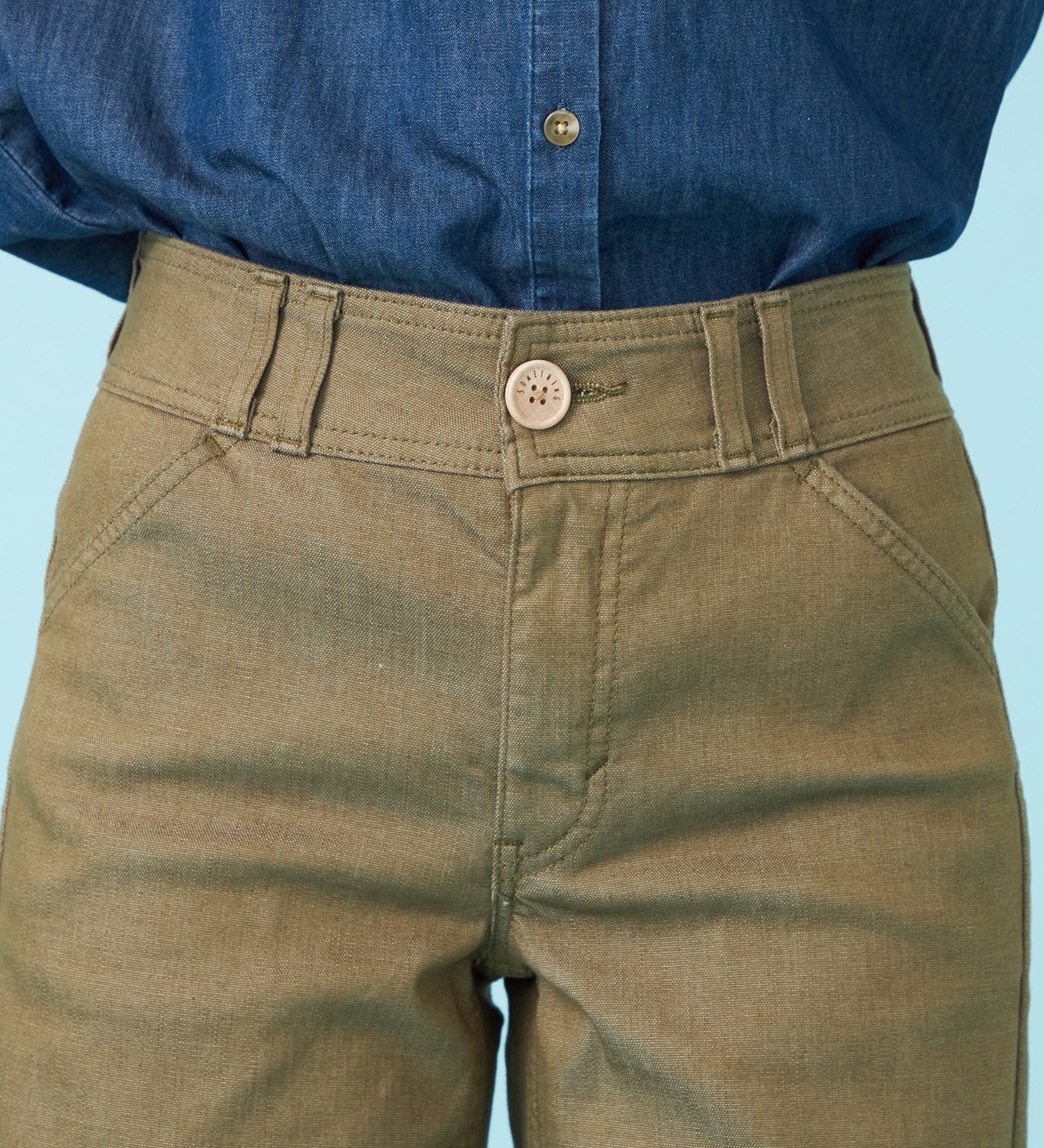 SOMETHING(サムシング)の【予約P】SOMETHING SUMMER セミワイドデニムパンツ【夏用/COOL/涼/抗菌/防臭/制菌】|パンツ/パンツ/レディース|カーキ