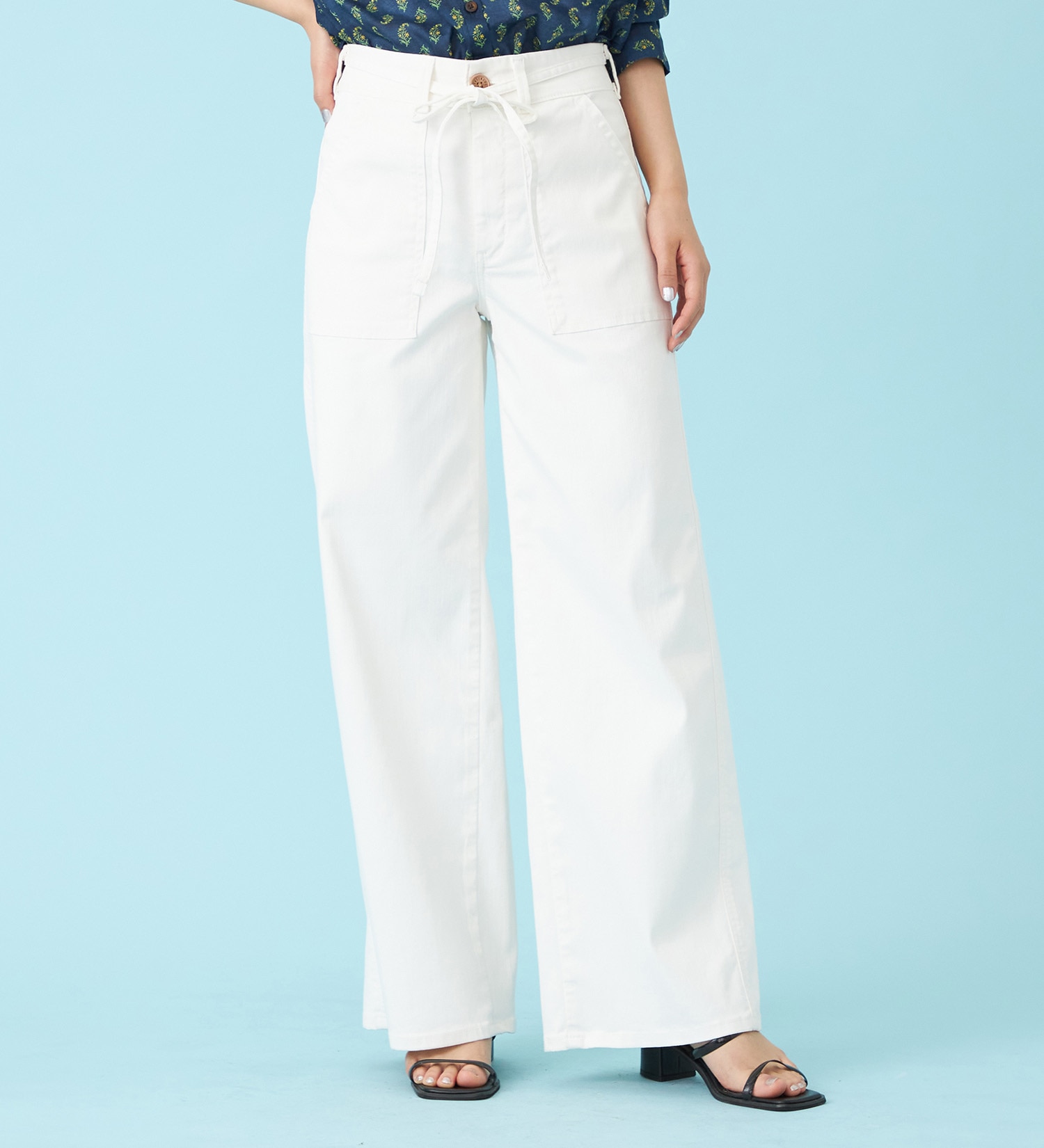 SOMETHING(サムシング)の【予約P】SOMETHING SUMMER ベイカーワイドデニムパンツ【夏用/COOL/涼/抗菌/防臭/制菌】|パンツ/パンツ/レディース|アイボリー