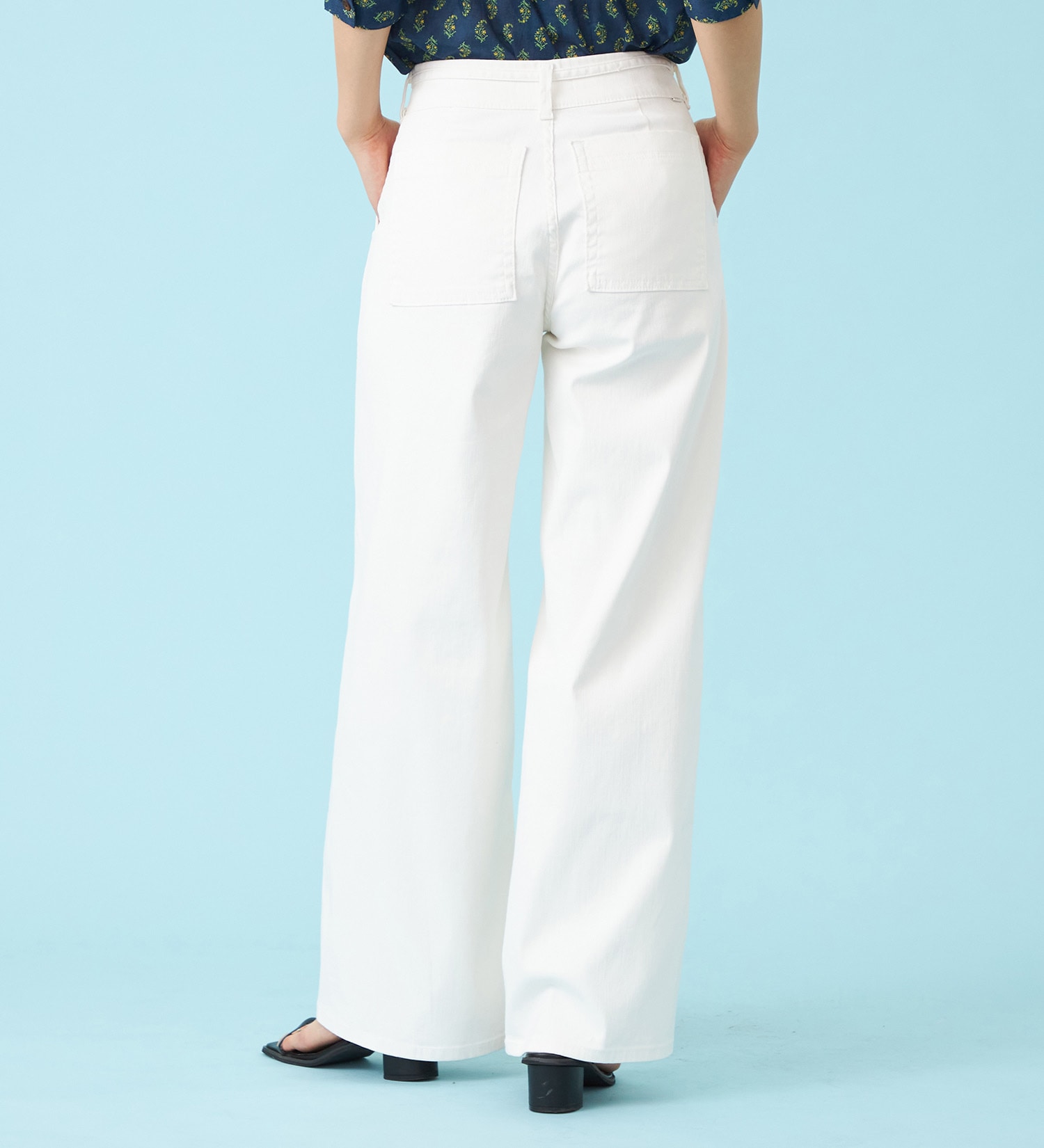 SOMETHING(サムシング)の【予約P】SOMETHING SUMMER ベイカーワイドデニムパンツ【夏用/COOL/涼/抗菌/防臭/制菌】|パンツ/パンツ/レディース|アイボリー