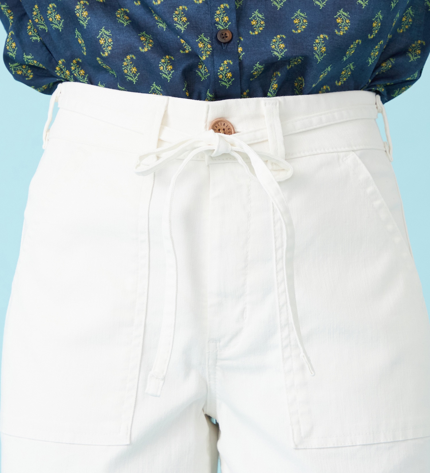 SOMETHING(サムシング)の【予約P】SOMETHING SUMMER ベイカーワイドデニムパンツ【夏用/COOL/涼/抗菌/防臭/制菌】|パンツ/パンツ/レディース|アイボリー