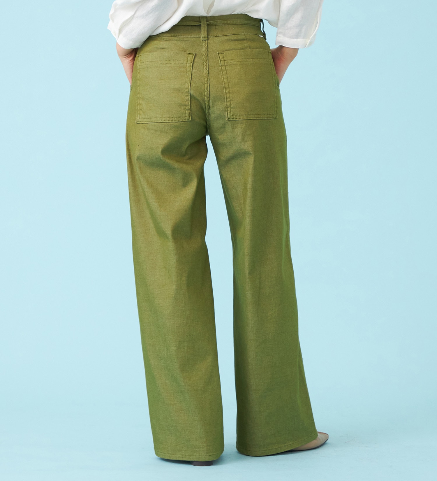 SOMETHING(サムシング)の【予約P】SOMETHING SUMMER ベイカーワイドデニムパンツ【夏用/COOL/涼/抗菌/防臭/制菌】|パンツ/パンツ/レディース|グリーン