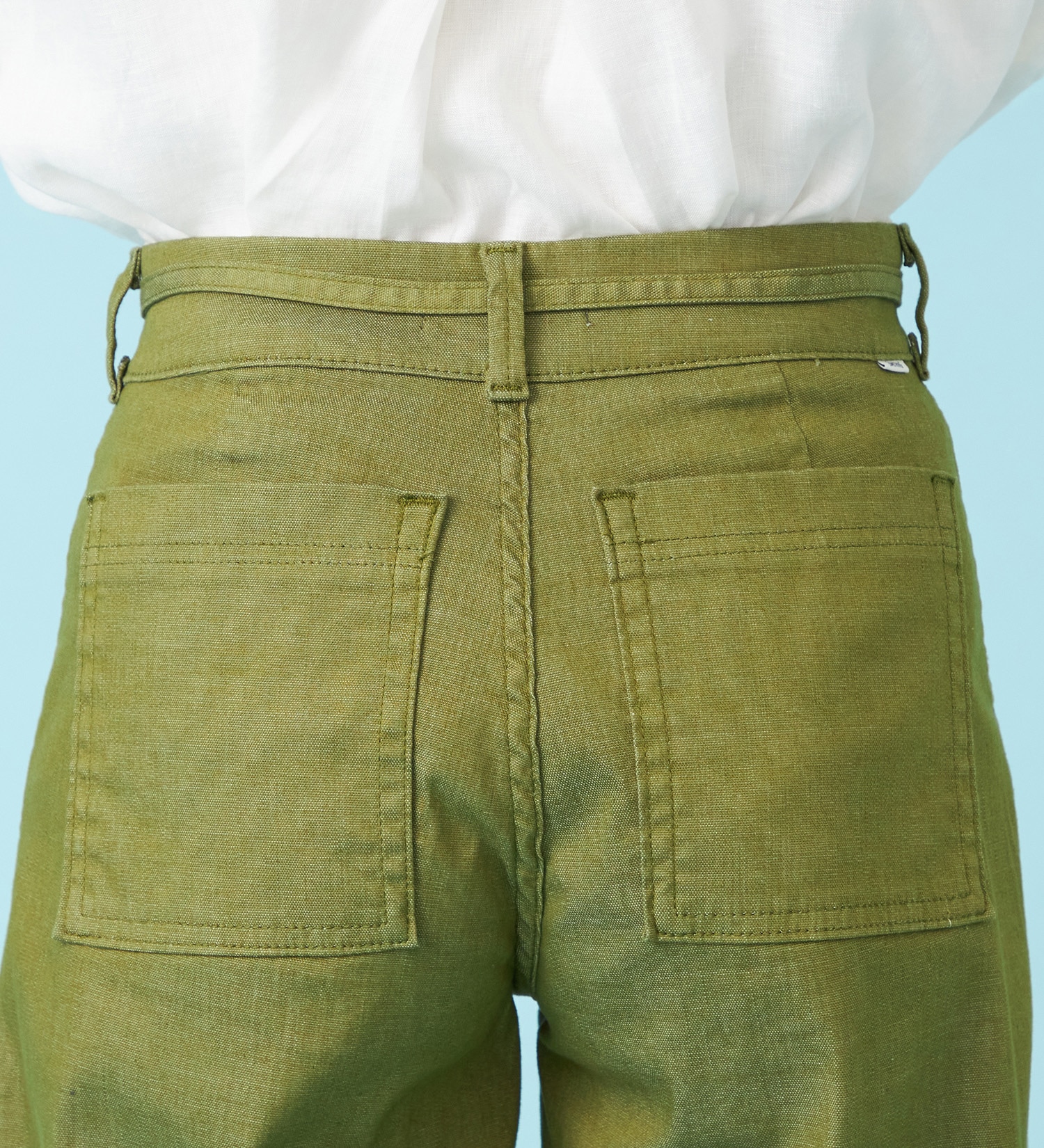 SOMETHING(サムシング)の【予約P】SOMETHING SUMMER ベイカーワイドデニムパンツ【夏用/COOL/涼/抗菌/防臭/制菌】|パンツ/パンツ/レディース|グリーン