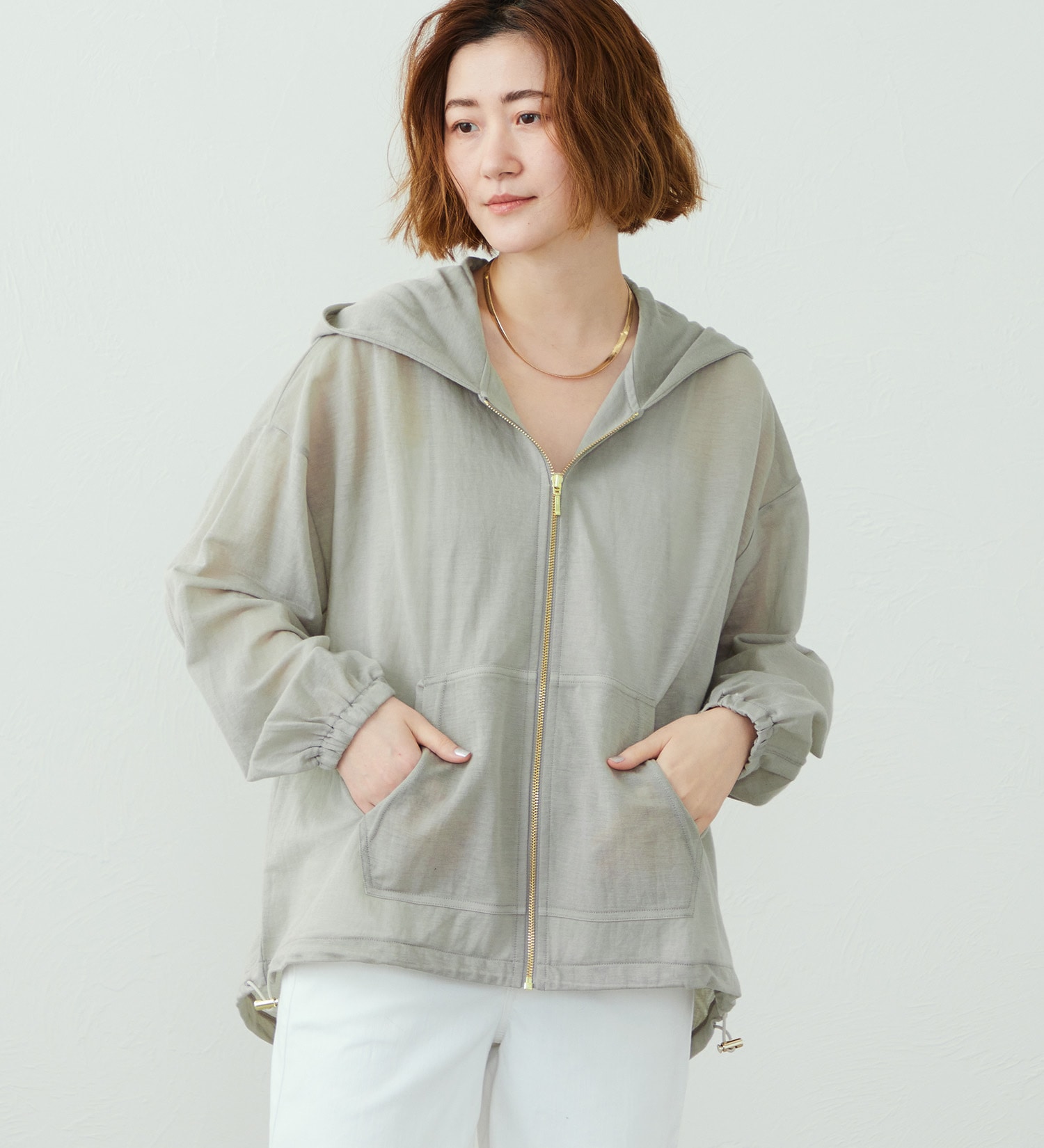 SOMETHING(サムシング)のSOMETHING シアー長袖パーカー|ジャケット/アウター/その他アウター/レディース|グレー