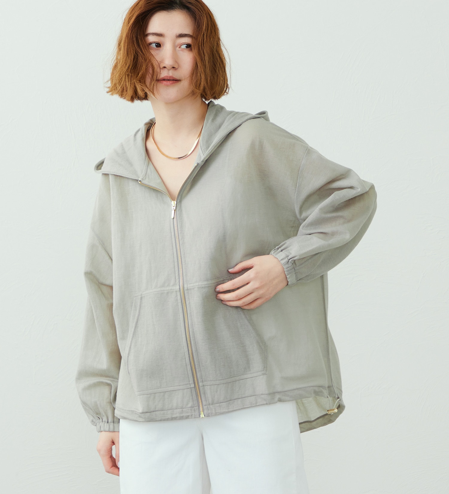 SOMETHING(サムシング)のSOMETHING シアー長袖パーカー|ジャケット/アウター/その他アウター/レディース|グレー