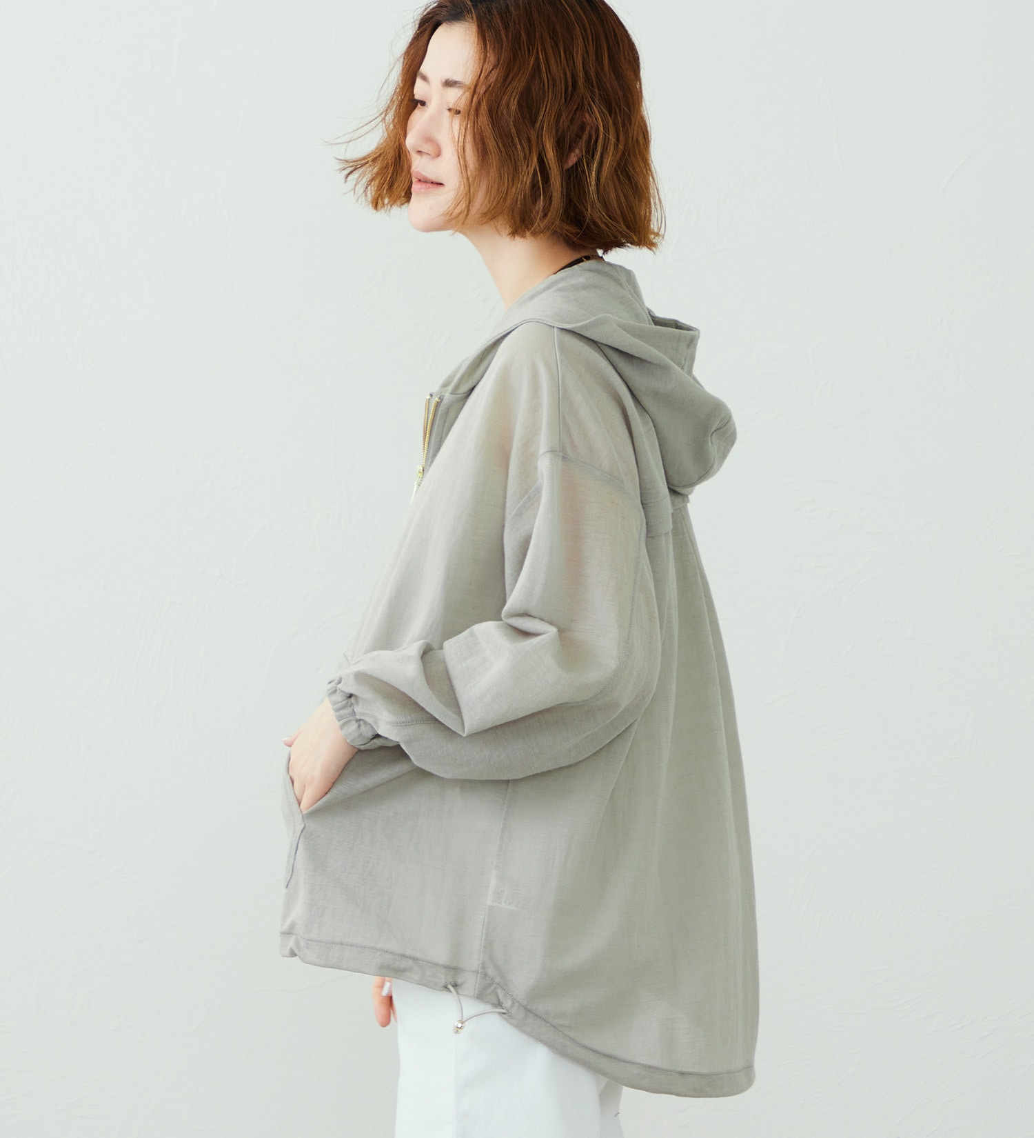 SOMETHING(サムシング)のSOMETHING シアー長袖パーカー|ジャケット/アウター/その他アウター/レディース|グレー