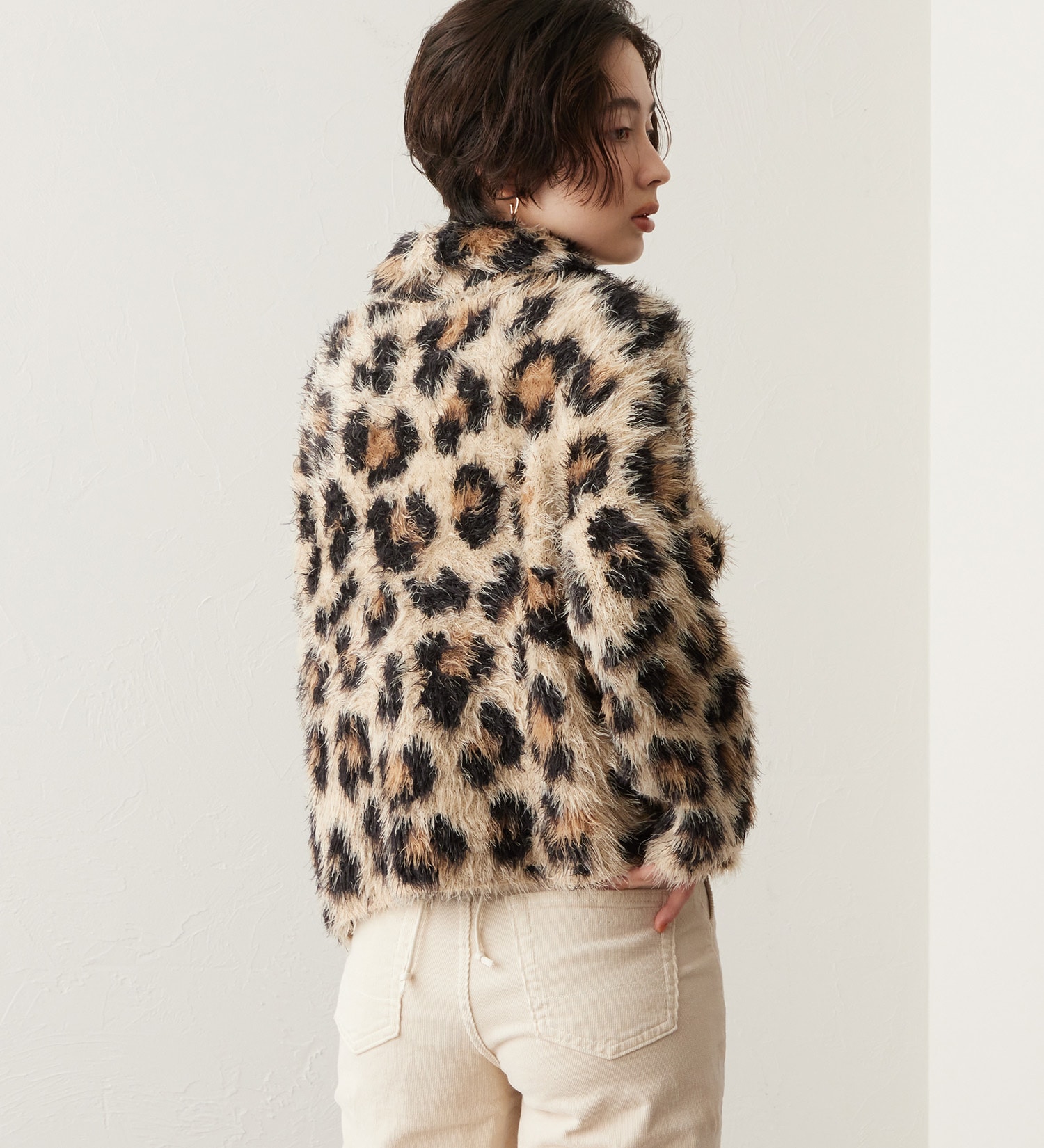SOMETHING(サムシング)のSOMETHING シャギーニットブルゾン|ジャケット/アウター/その他アウター/レディース|レオパード