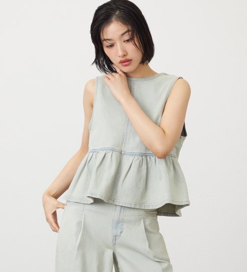 SOMETHING(サムシング)のSOMETHING ペプラムデニムビスチェ|トップス/その他トップス/レディース|ベージュ
