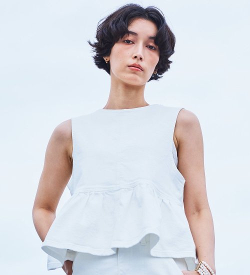 SOMETHING(サムシング)のSOMETHING ペプラムデニムビスチェ|トップス/その他トップス/レディース|ホワイト