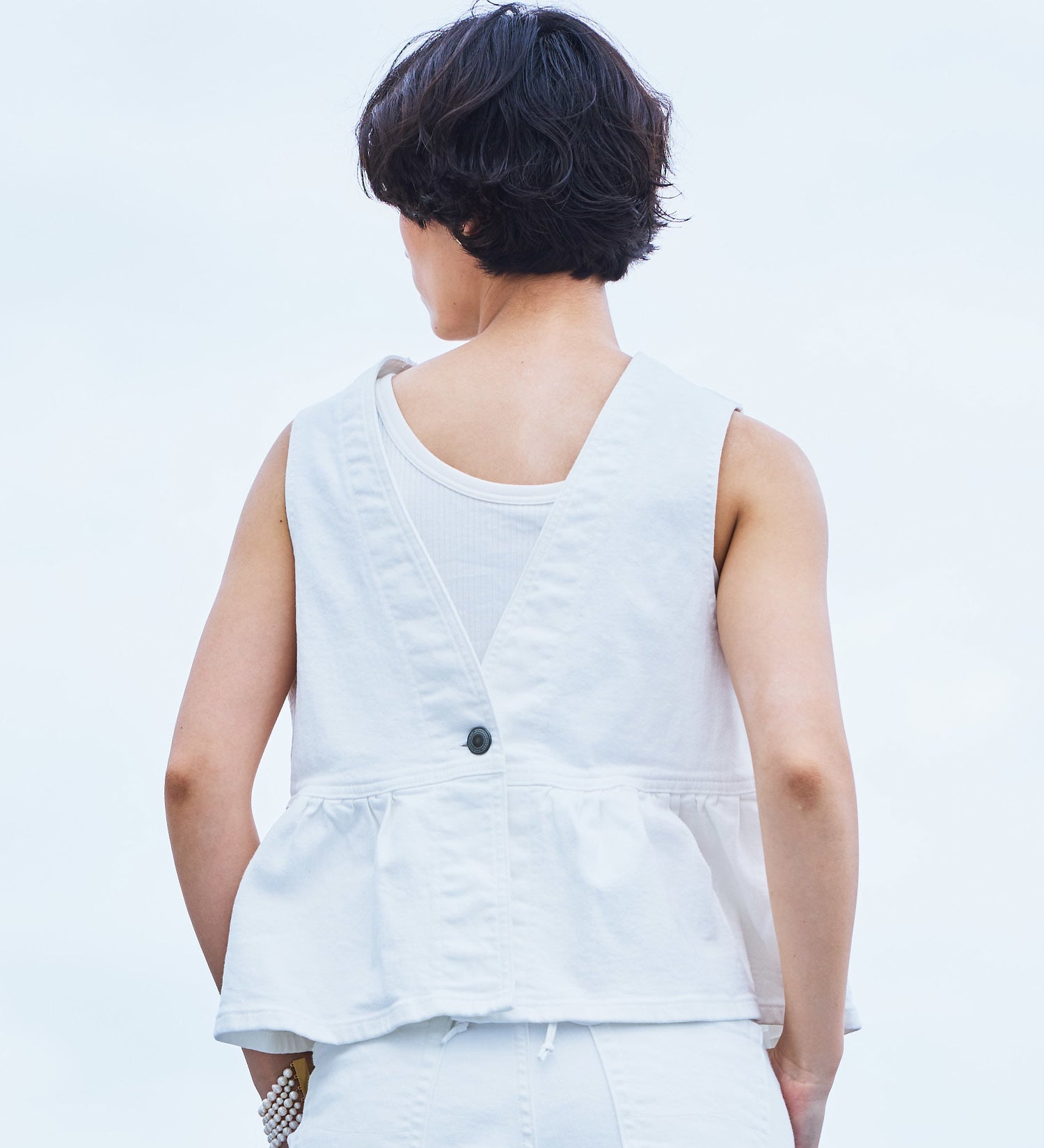 SOMETHING(サムシング)のSOMETHING ペプラムデニムビスチェ|トップス/その他トップス/レディース|ホワイト