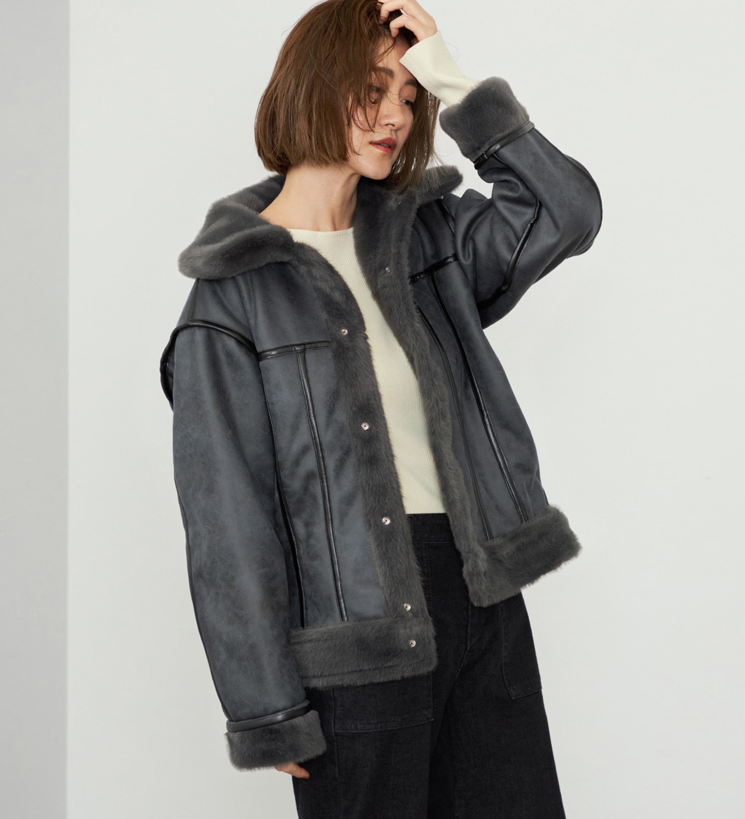 SOMETHING(サムシング)の【試着対象】SOMETHING ファージャケット|ジャケット/アウター/その他アウター/レディース|チャコールグレー