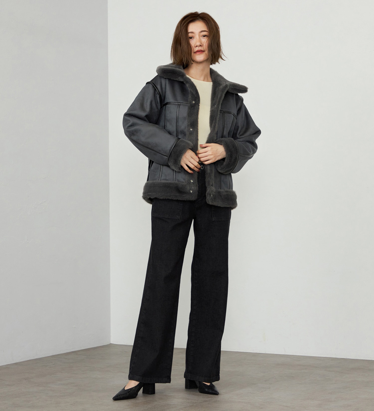 SOMETHING(サムシング)の【試着対象】SOMETHING ファージャケット|ジャケット/アウター/その他アウター/レディース|チャコールグレー