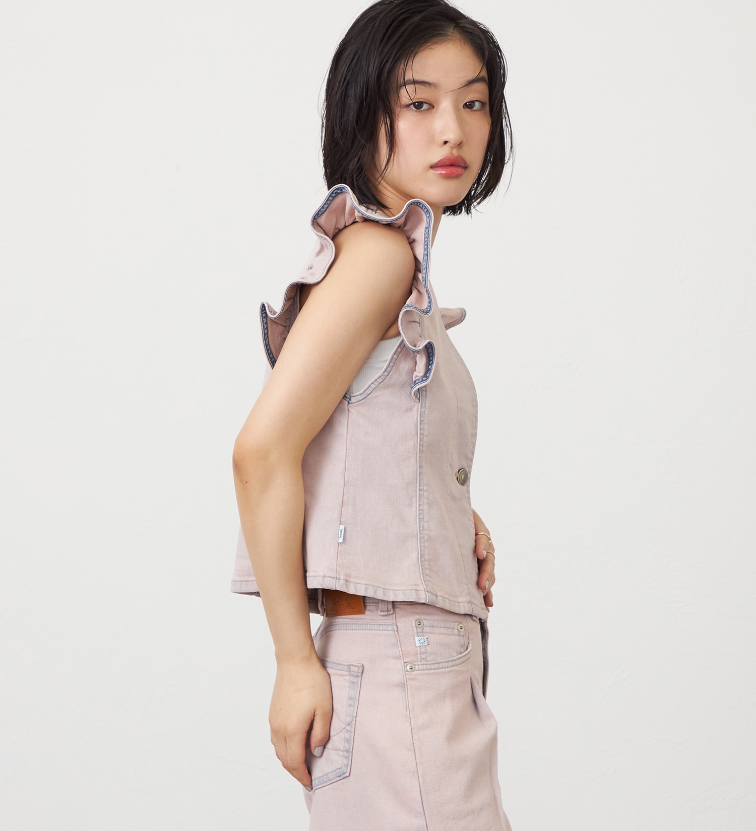 SOMETHING(サムシング)のSOMETHING フリルスリーブビスチェ|トップス/その他トップス/レディース|ピンク