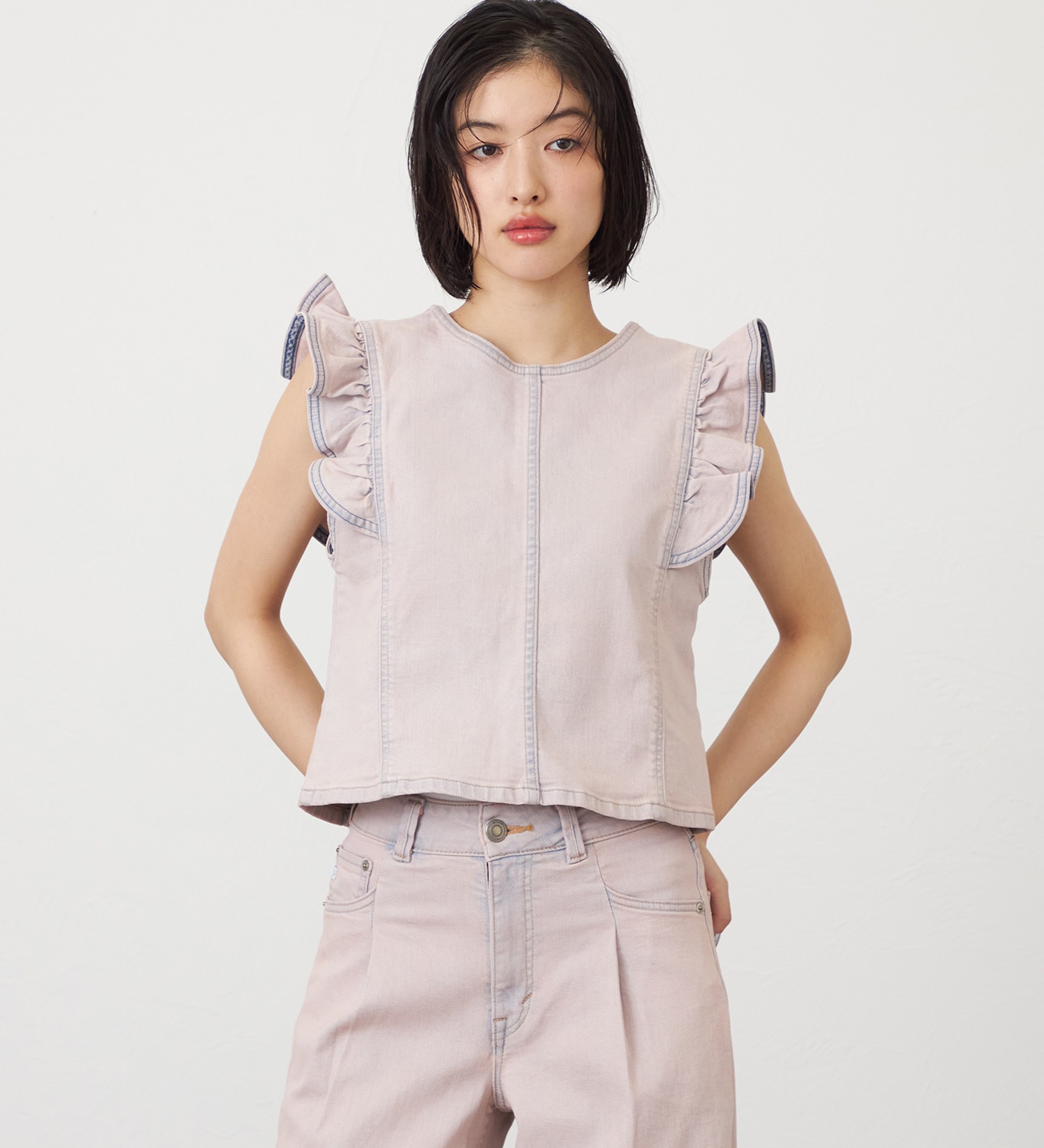 SOMETHING(サムシング)のSOMETHING フリルスリーブビスチェ|トップス/その他トップス/レディース|ピンク