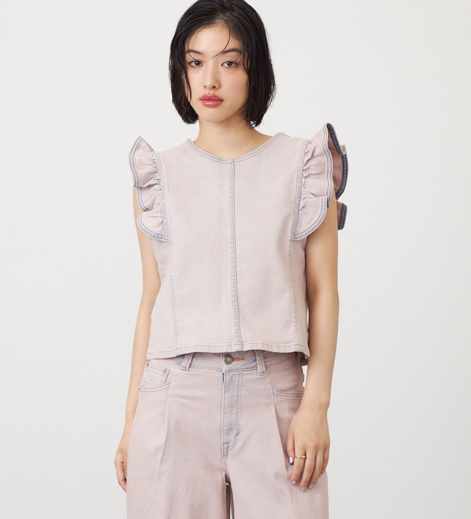 SOMETHING(サムシング)のSOMETHING フリルスリーブビスチェ|トップス/その他トップス/レディース|ピンク