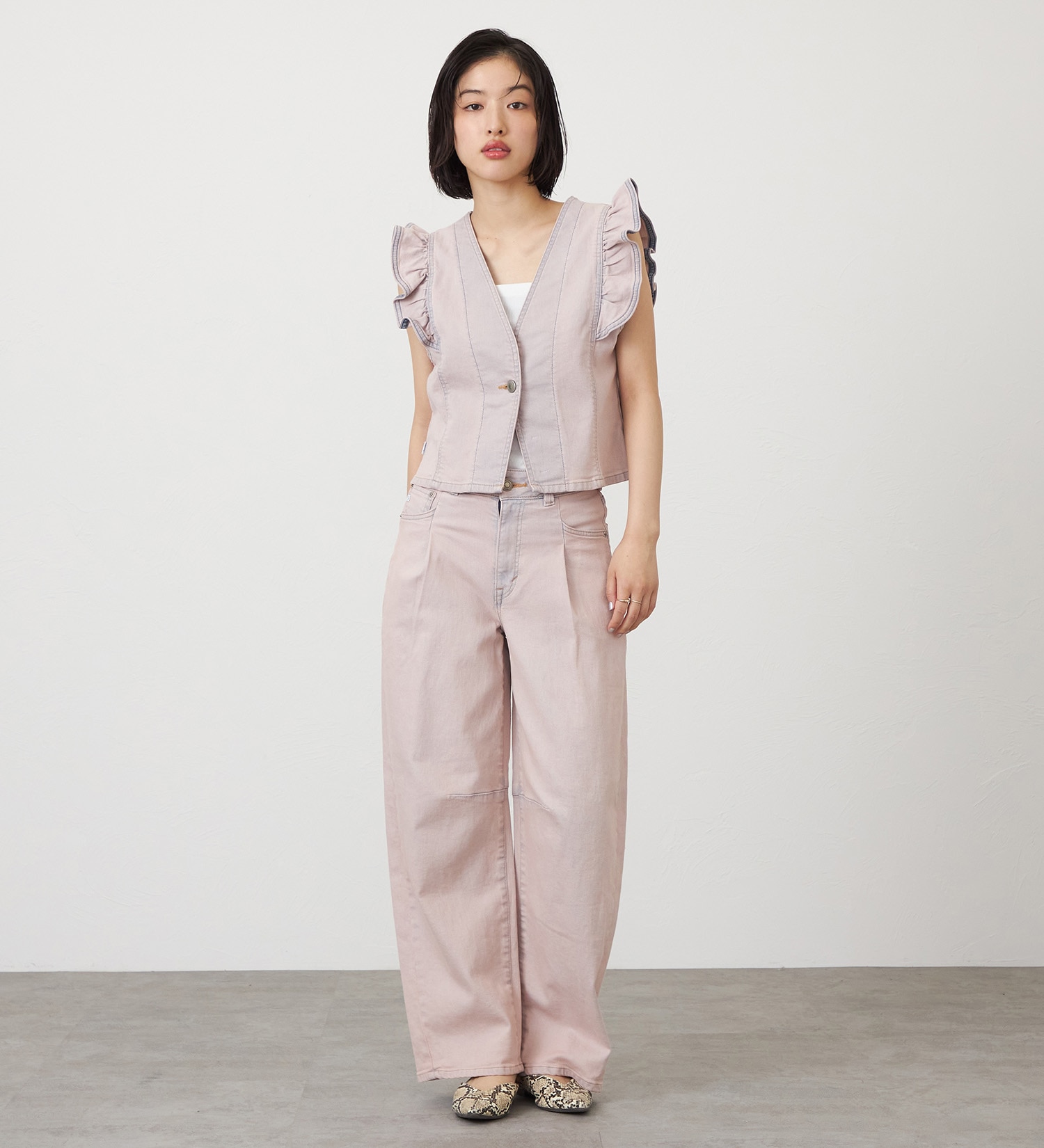 SOMETHING(サムシング)のSOMETHING フリルスリーブビスチェ|トップス/その他トップス/レディース|ピンク