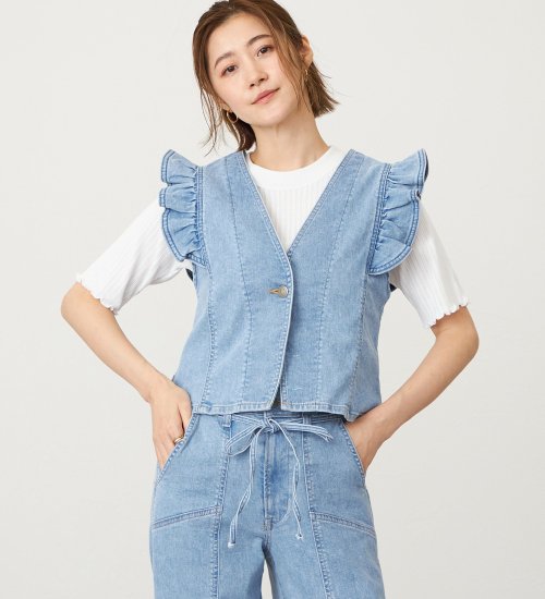 SOMETHING(サムシング)のSOMETHING フリルスリーブビスチェ|トップス/その他トップス/レディース|淡色ブルー