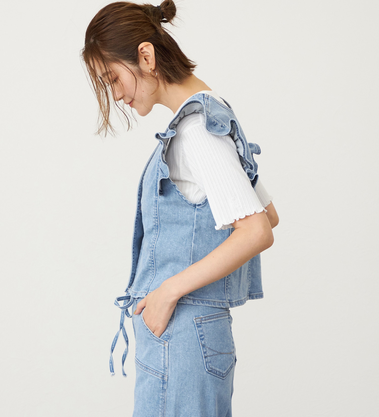 SOMETHING(サムシング)のSOMETHING フリルスリーブビスチェ|トップス/その他トップス/レディース|淡色ブルー