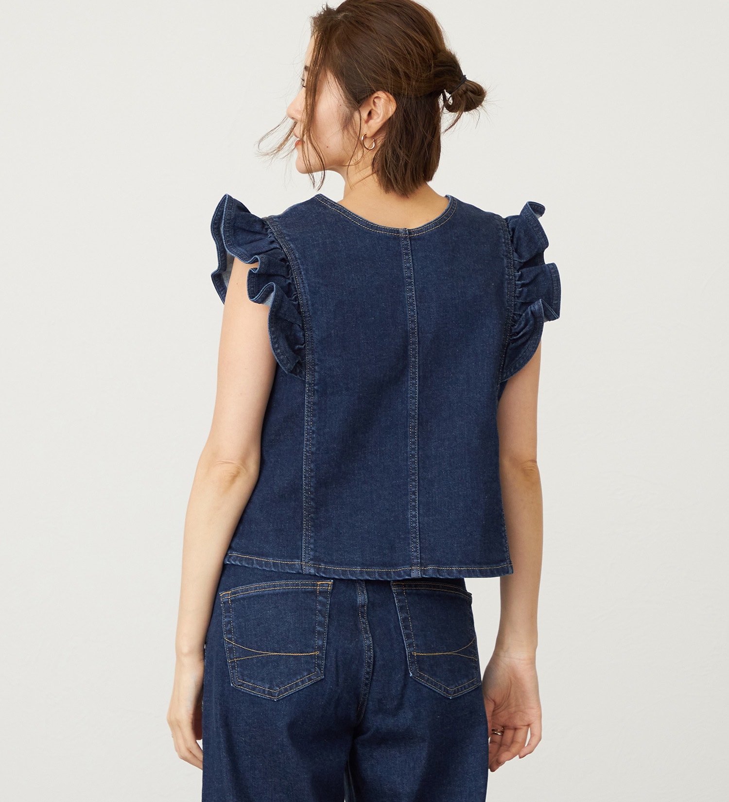 SOMETHING(サムシング)のSOMETHING フリルスリーブビスチェ|トップス/その他トップス/レディース|濃色ブルー