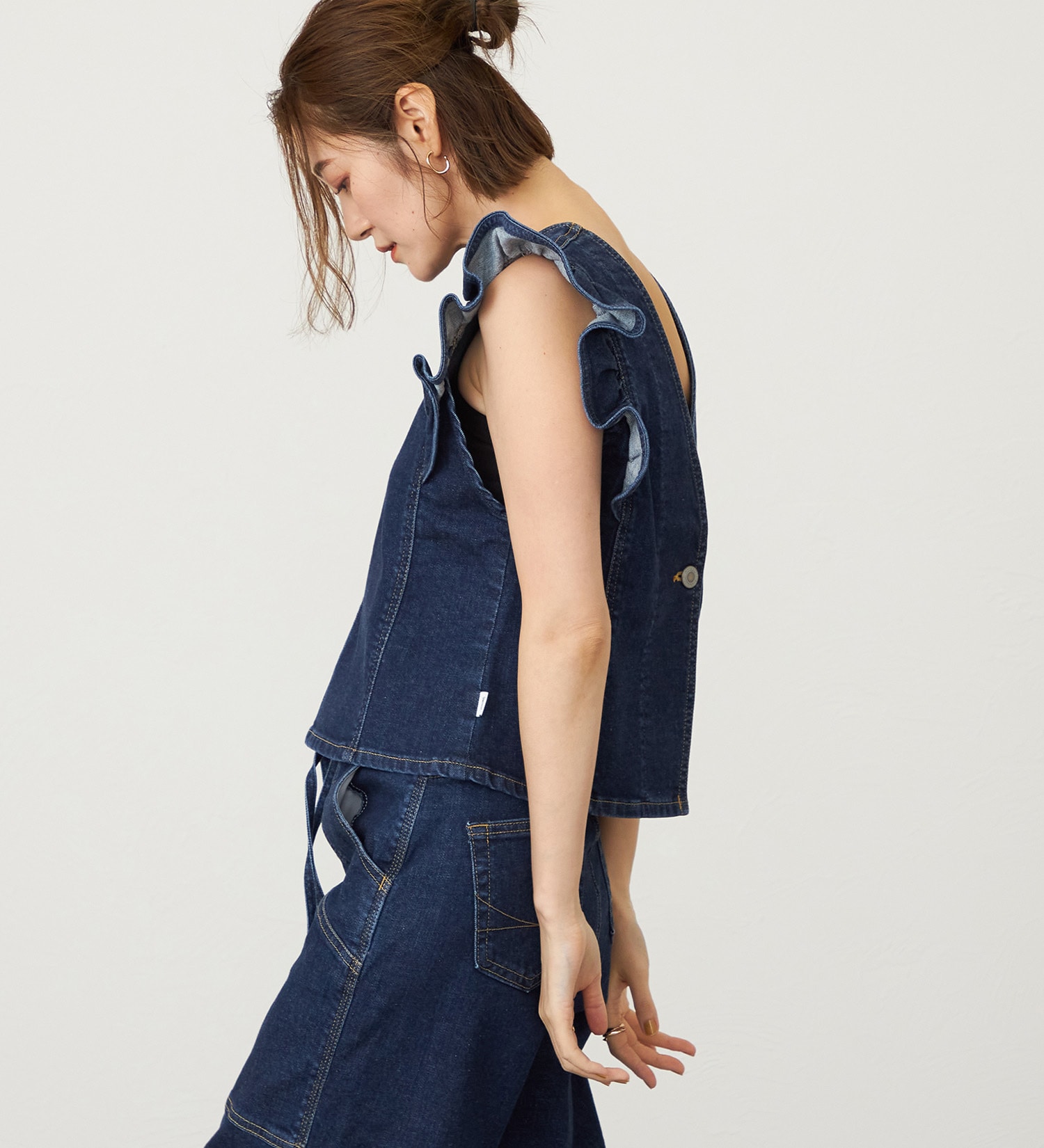 SOMETHING(サムシング)のSOMETHING フリルスリーブビスチェ|トップス/その他トップス/レディース|濃色ブルー