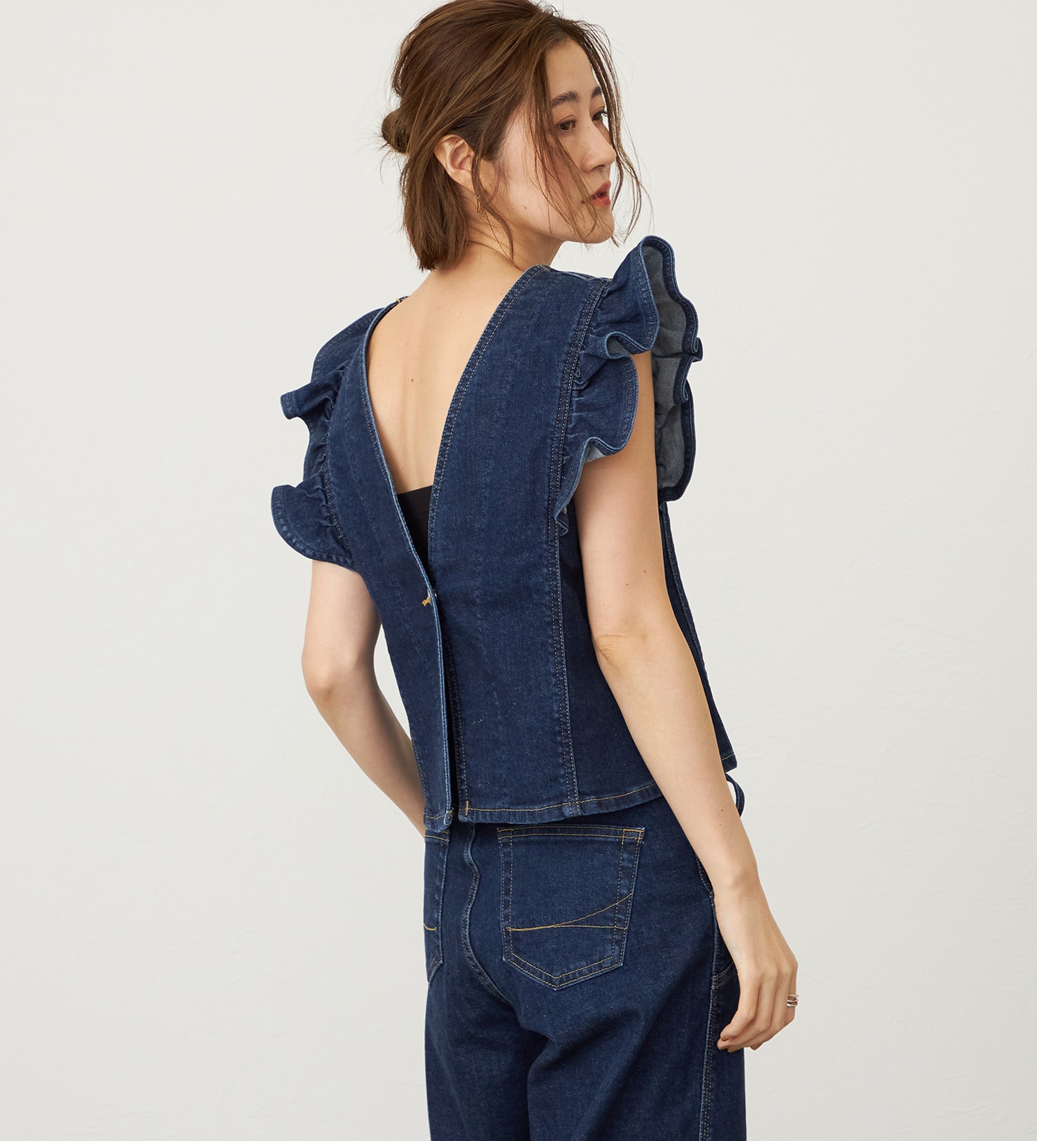 SOMETHING(サムシング)のSOMETHING フリルスリーブビスチェ|トップス/その他トップス/レディース|濃色ブルー