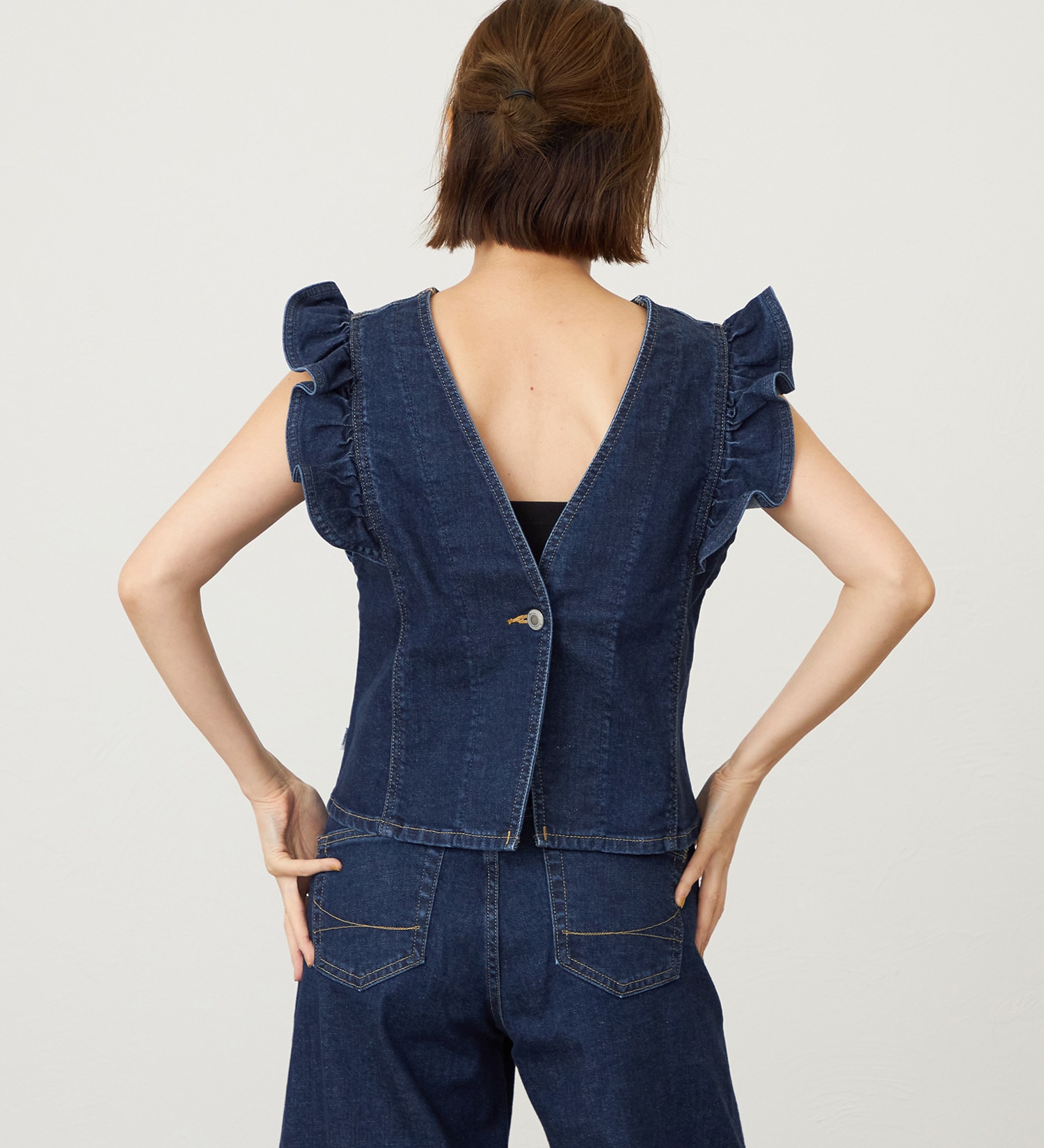 SOMETHING(サムシング)のSOMETHING フリルスリーブビスチェ|トップス/その他トップス/レディース|濃色ブルー