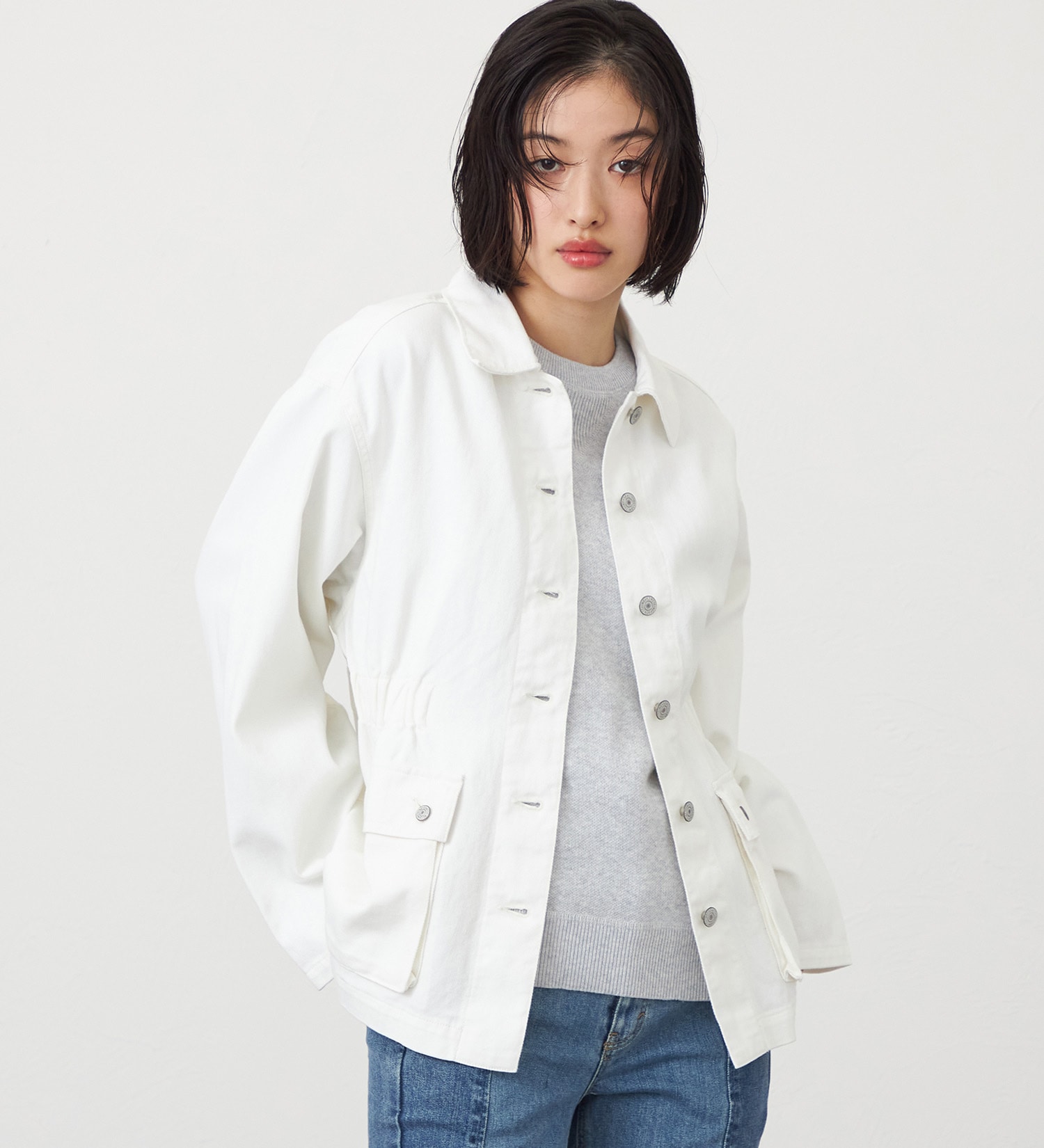 SOMETHING(サムシング)のSOMETHING デニムカバーオール|ジャケット/アウター/デニムジャケット/レディース|アイボリー